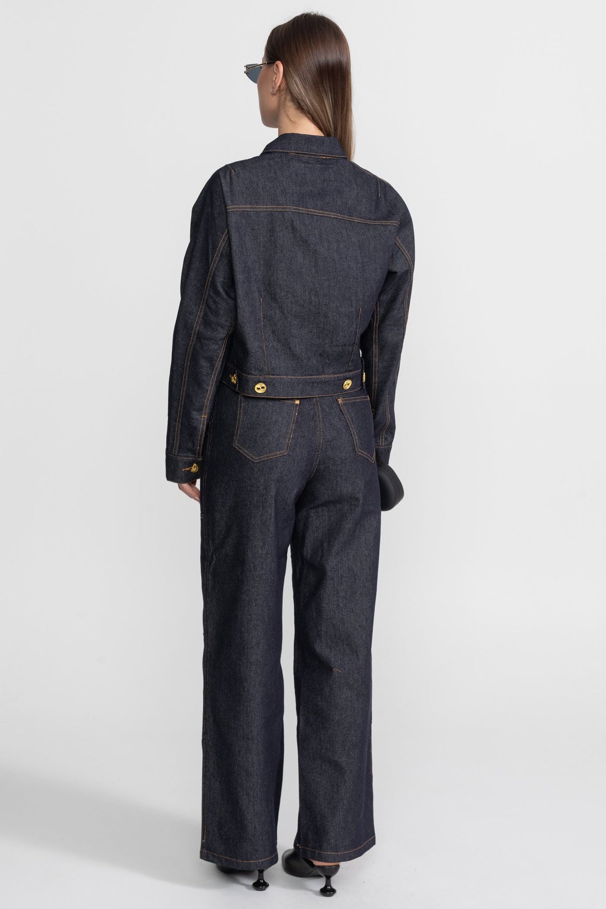 Gold Button Denim Co-ord Set – Indigo