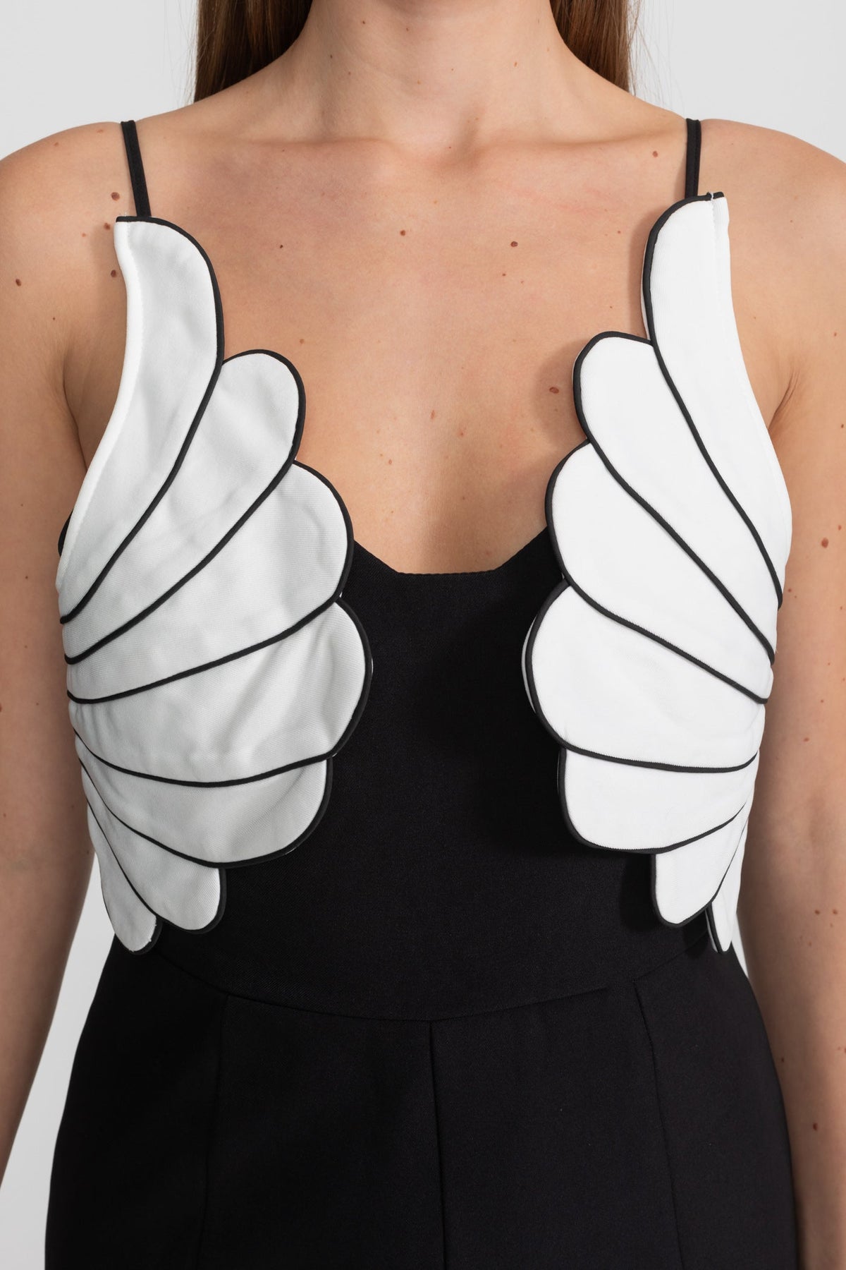 Wing Detail Jumpsuit – Black & White