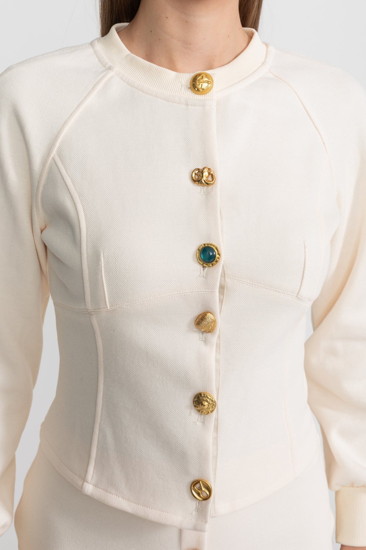 Embellished Button Co-ord Set – Ivoire