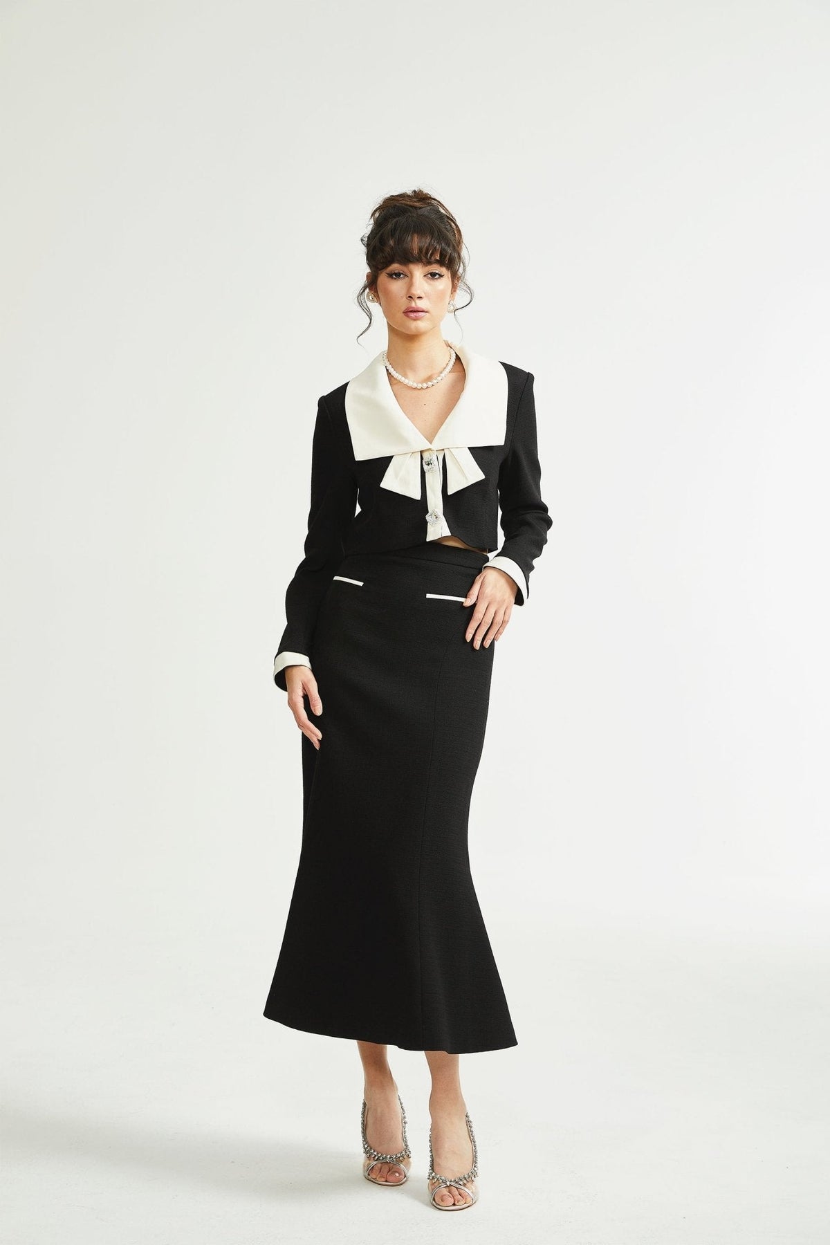 Odile black jacket & skirt matching set