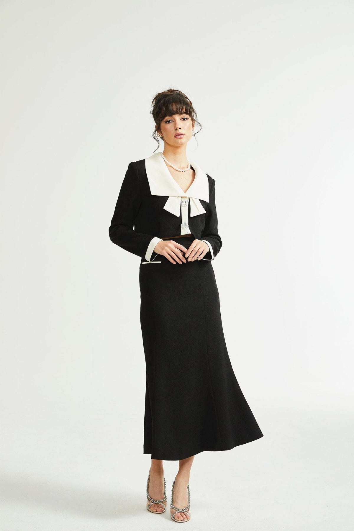 Odile black jacket & skirt matching set