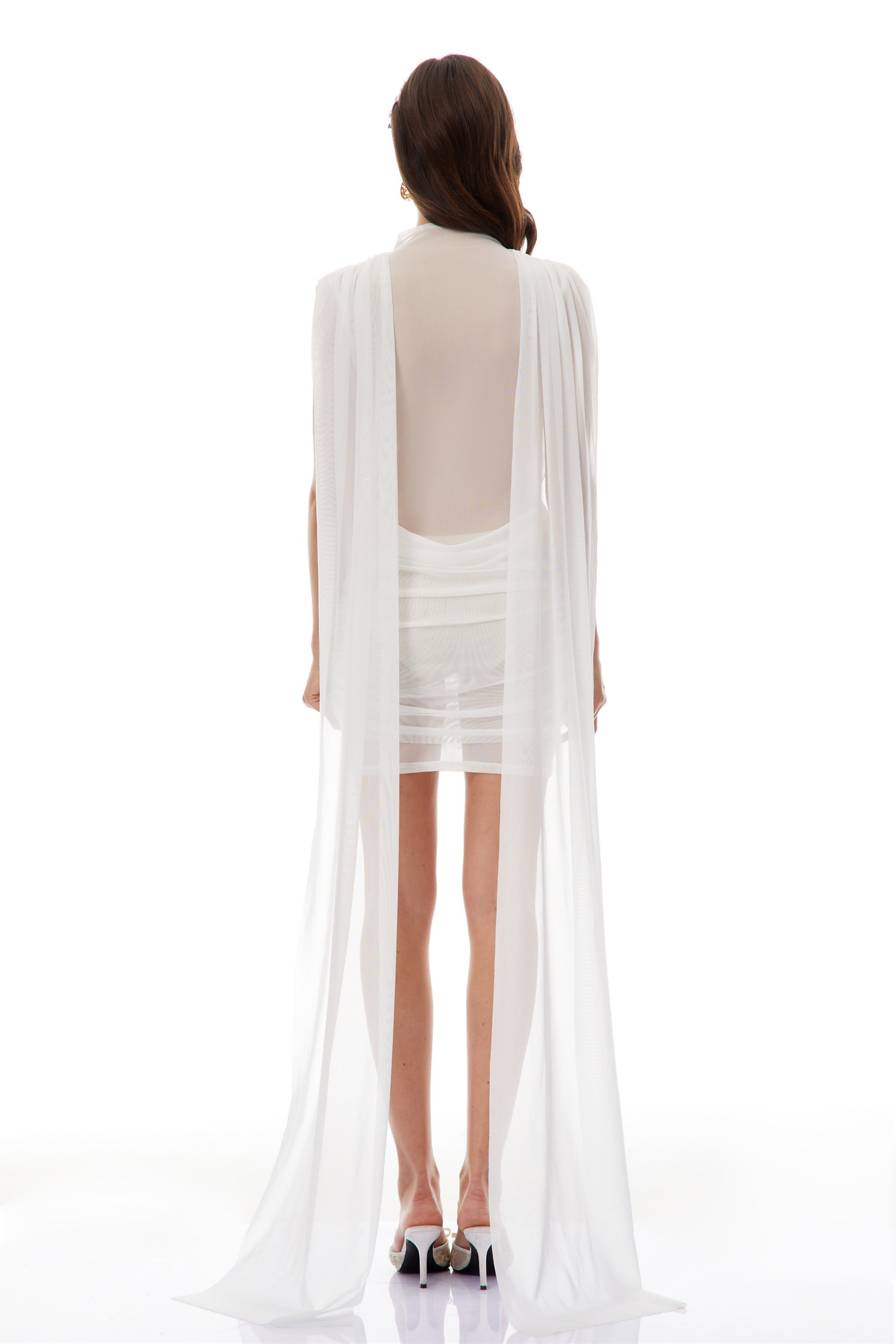 Madeline White Ribbon Sheer Mini Dress (Final Sale)