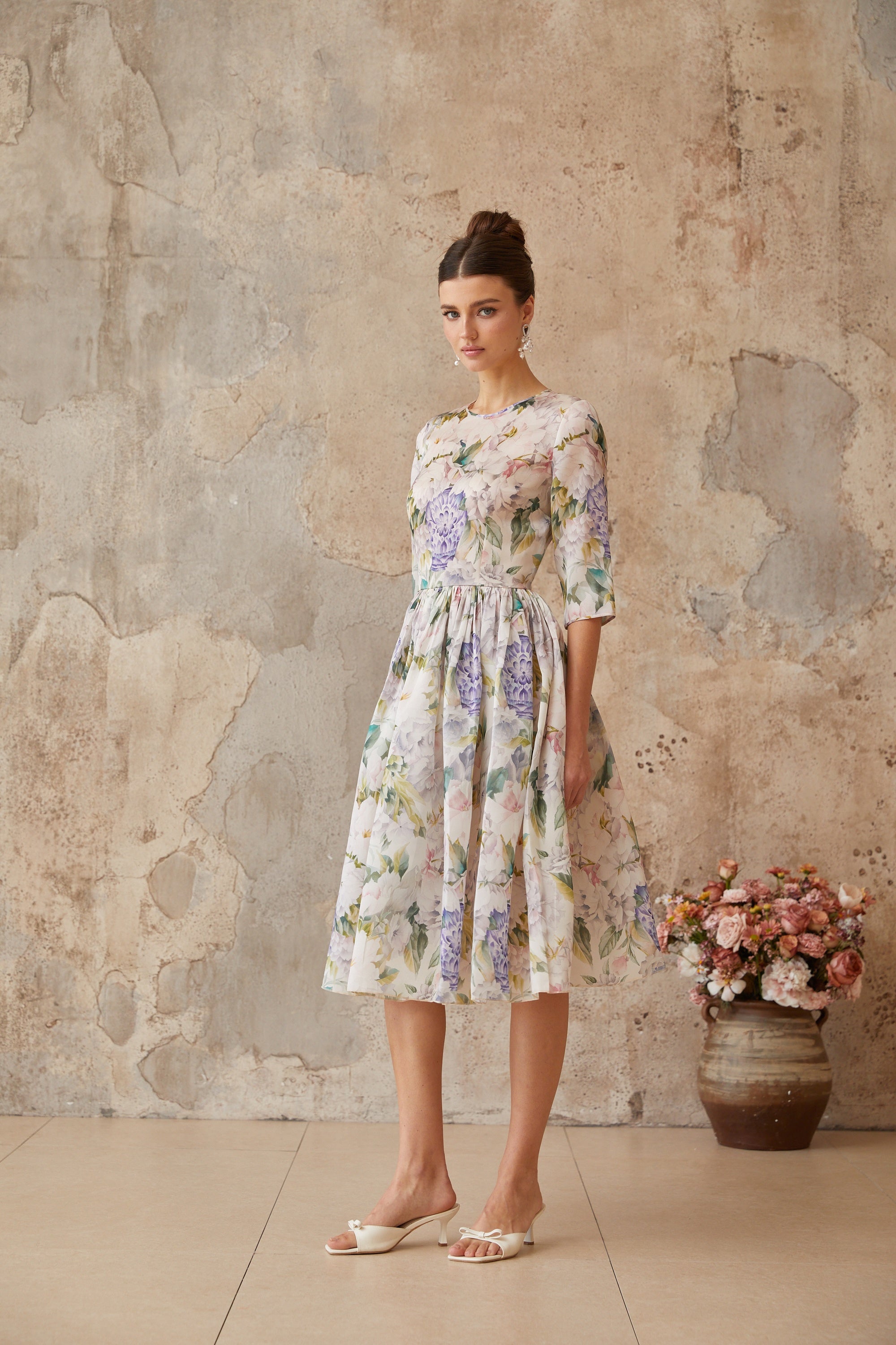 Lydie floral-print shirred midi dress
