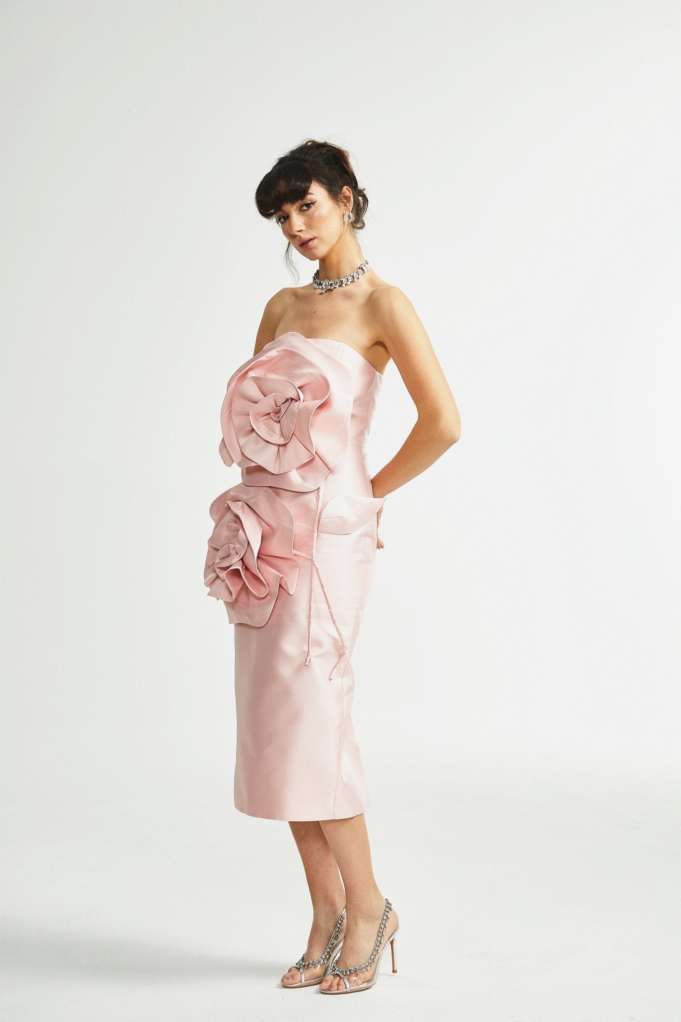 Pascale faux-flower midi dress