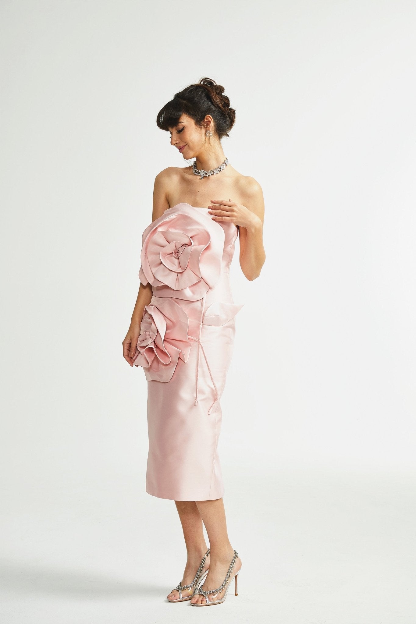 Pascale faux-flower midi dress