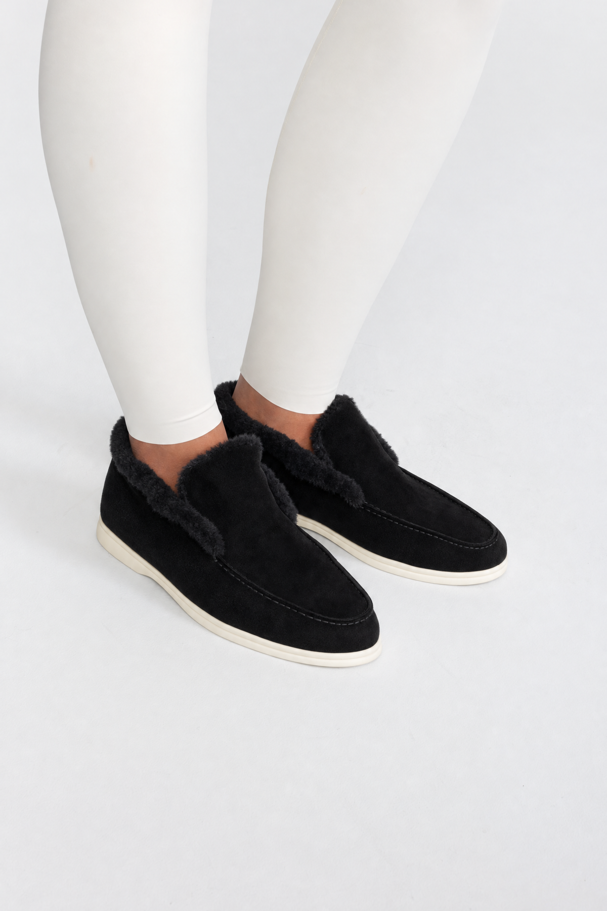 Noémie Black Plush Lined Suede-Effect Loafers