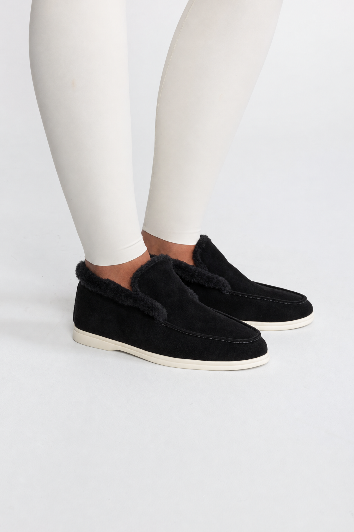 Noémie Black Plush Lined Suede-Effect Loafers