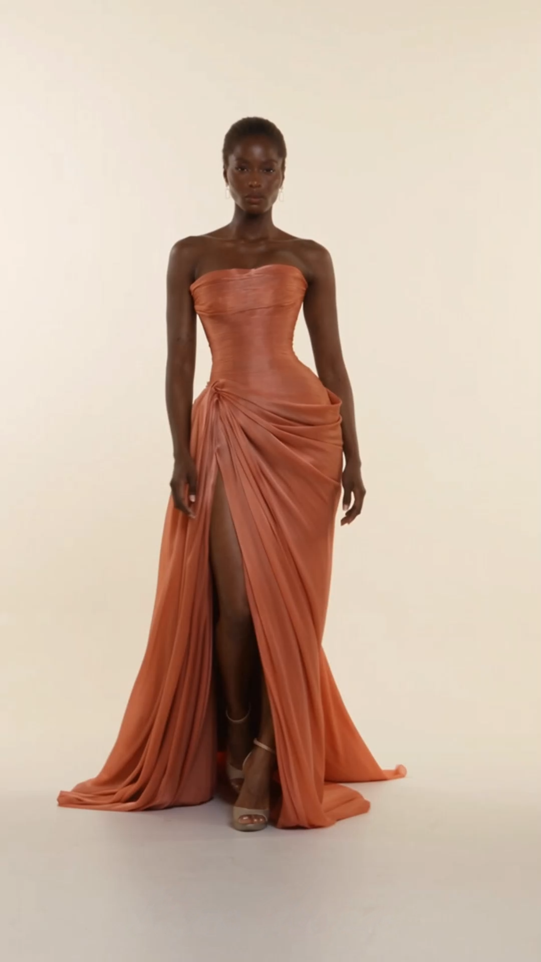 querubina pink asymmetrical ruched maxi dress