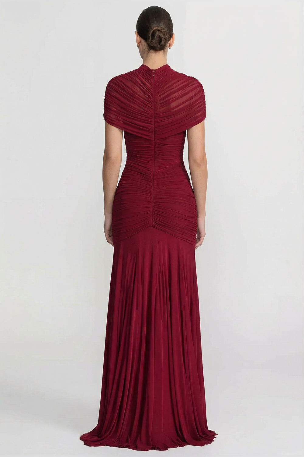 Ruched Off-The-Shoulder Maxi Dress With Cut-Out Waist - Crimson