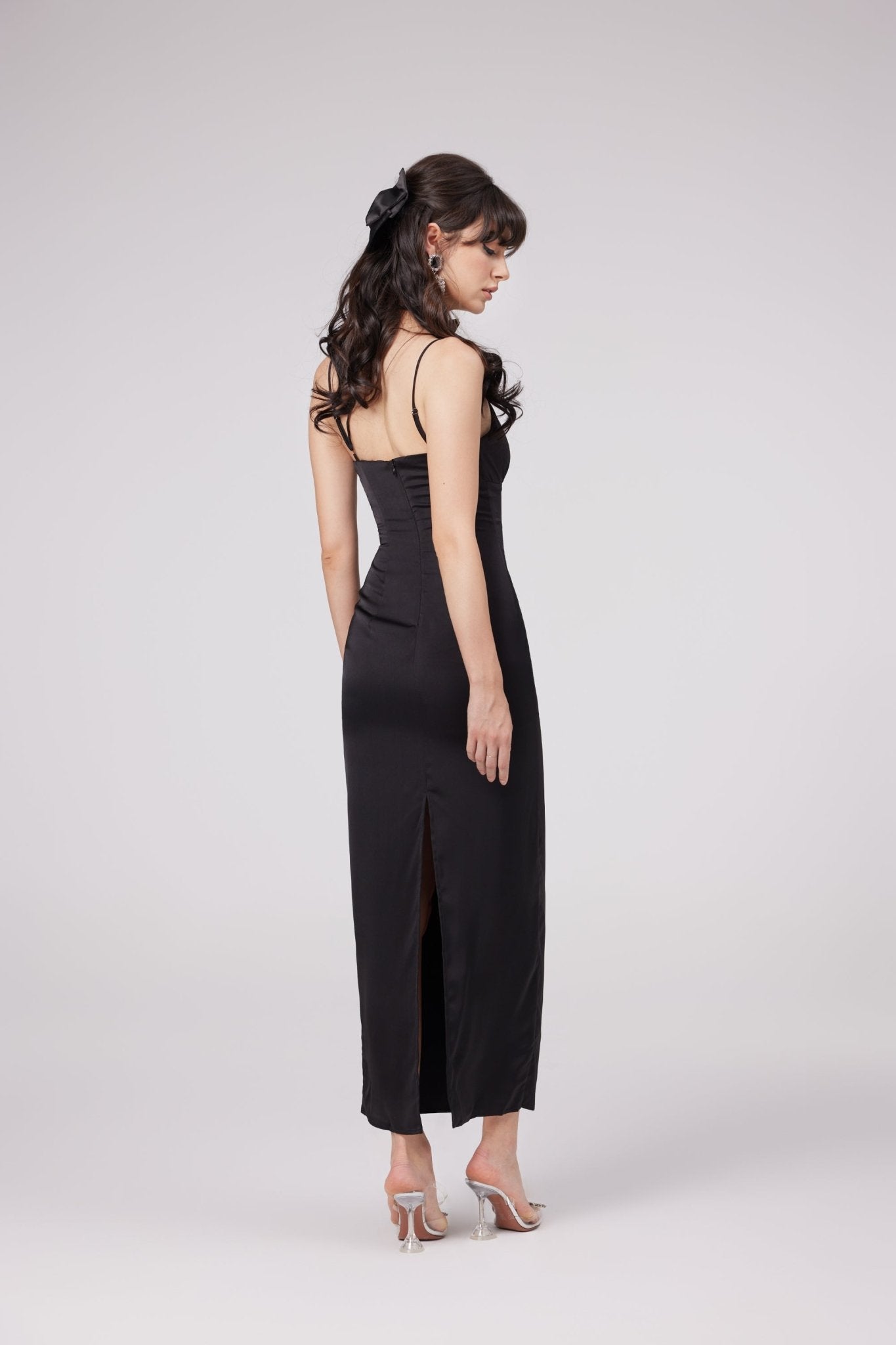 Reine black floral midi dress (US Only)