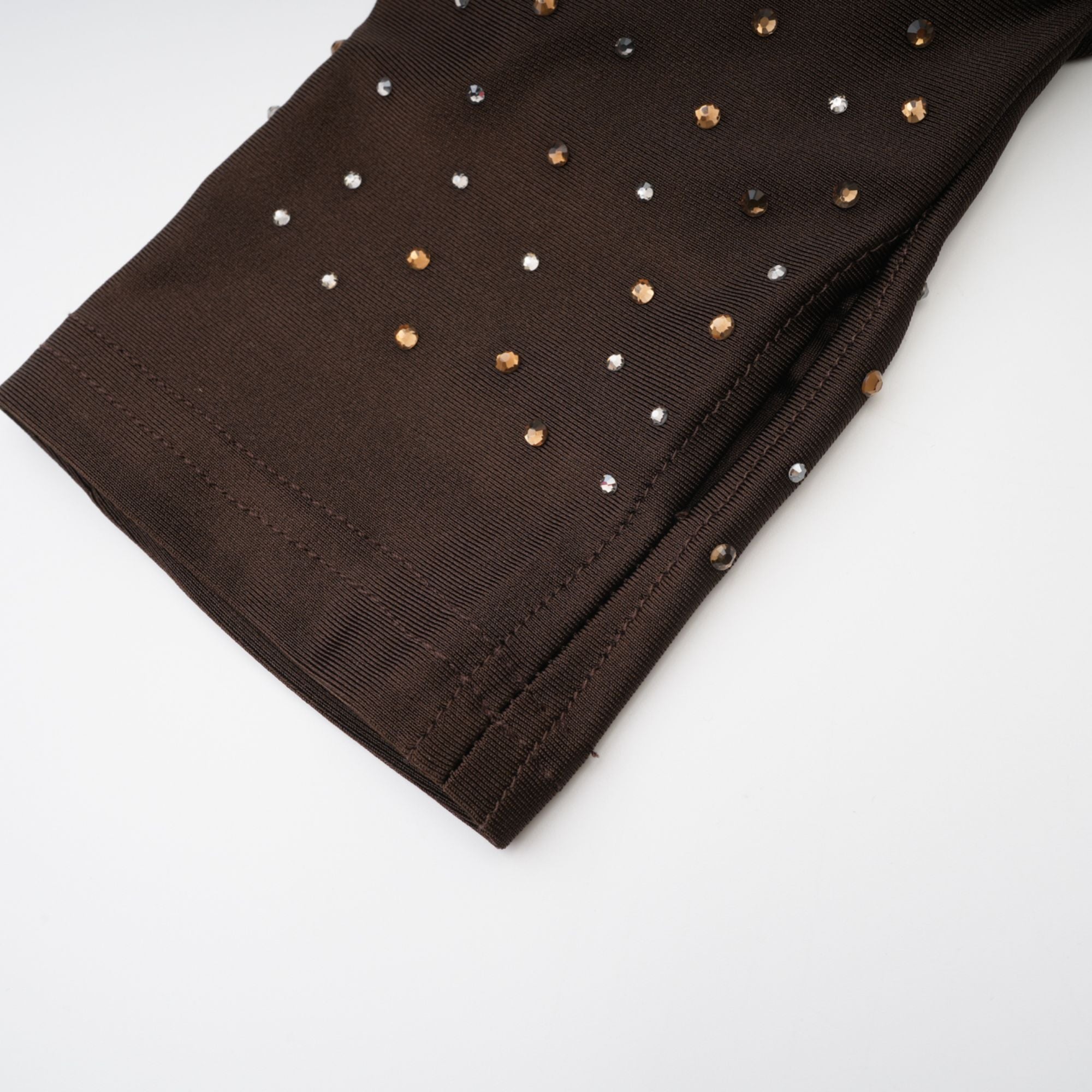 Rose-Suzette brown crystal-embellished bodysuit