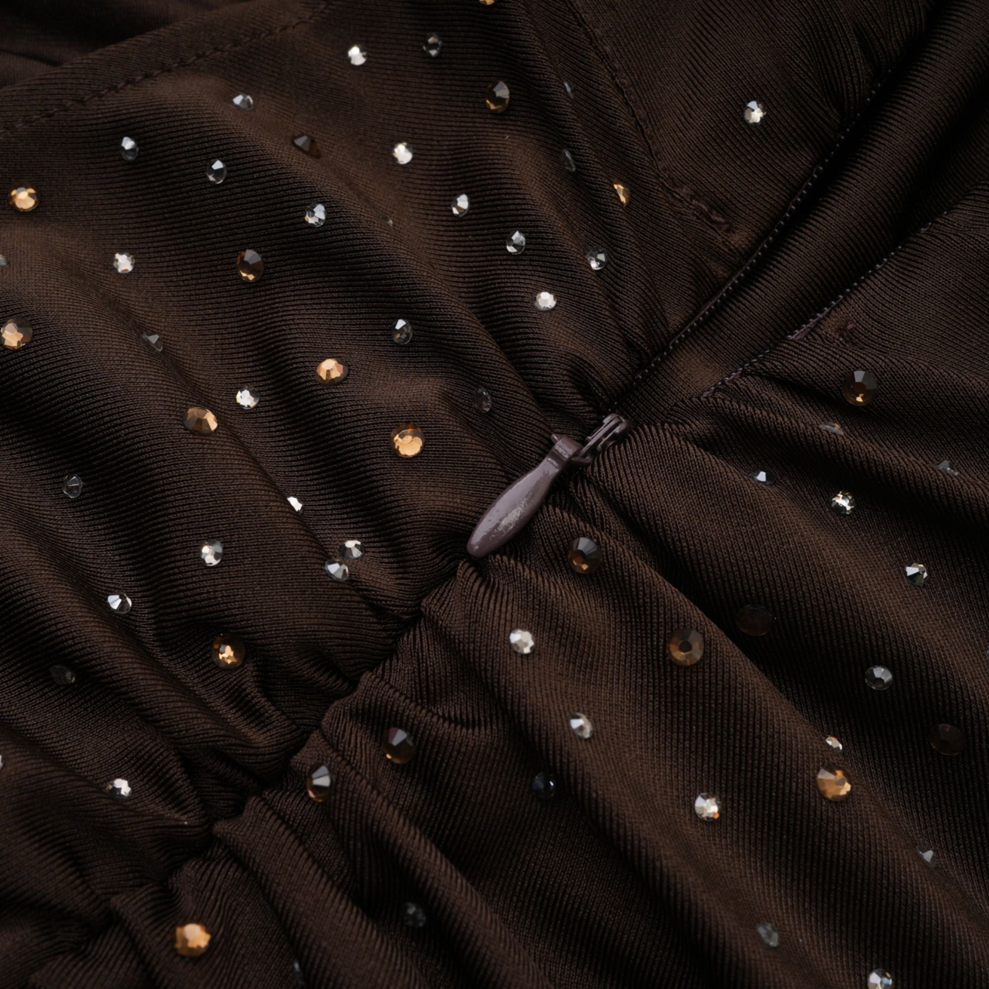 Rose-Suzette brown crystal-embellished bodysuit