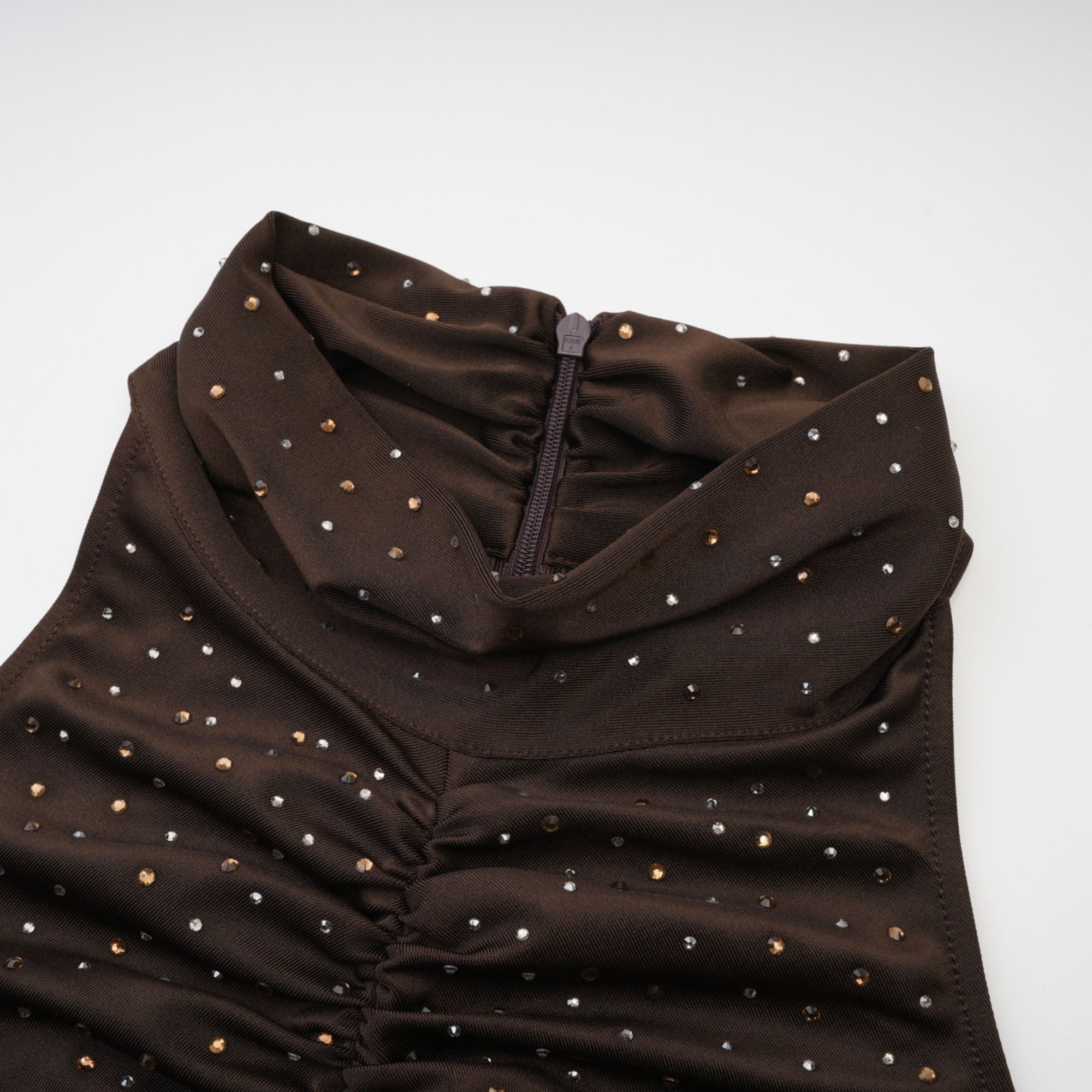 Rose-Suzette brown crystal-embellished bodysuit