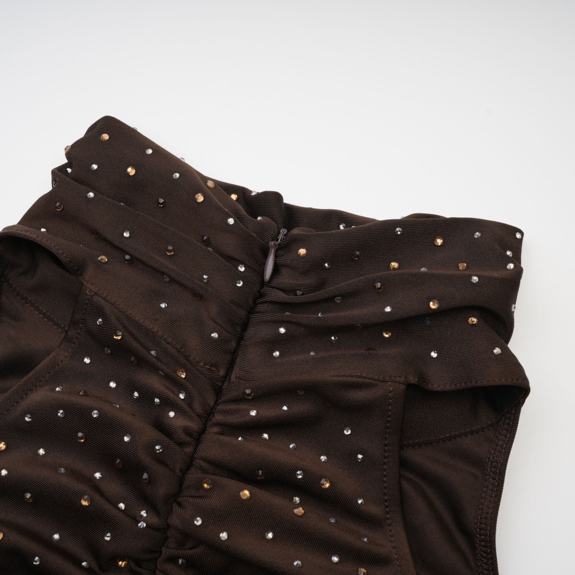 Rose-Suzette brown crystal-embellished bodysuit