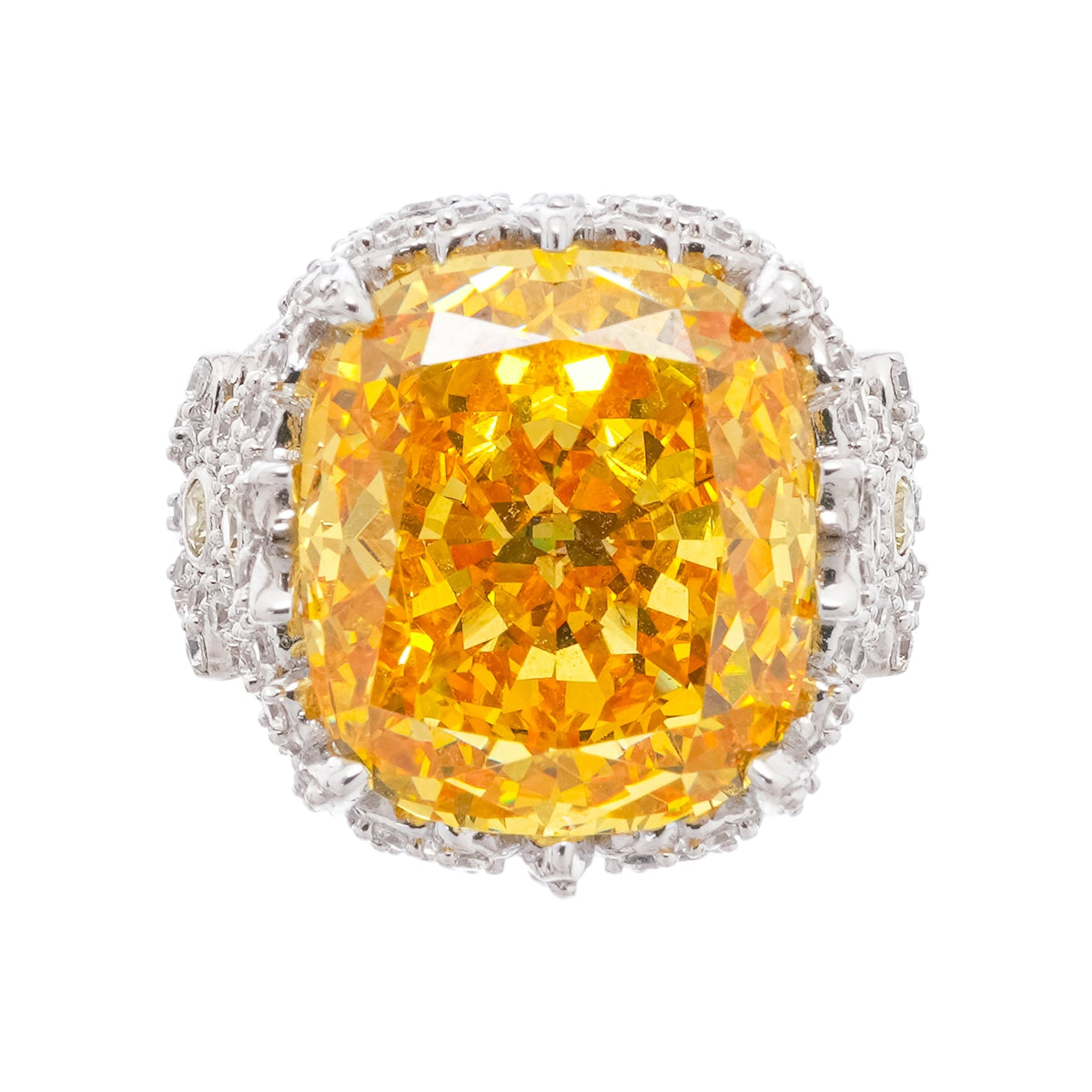 Amandine Yellow Halo-Set Gemstone Ring