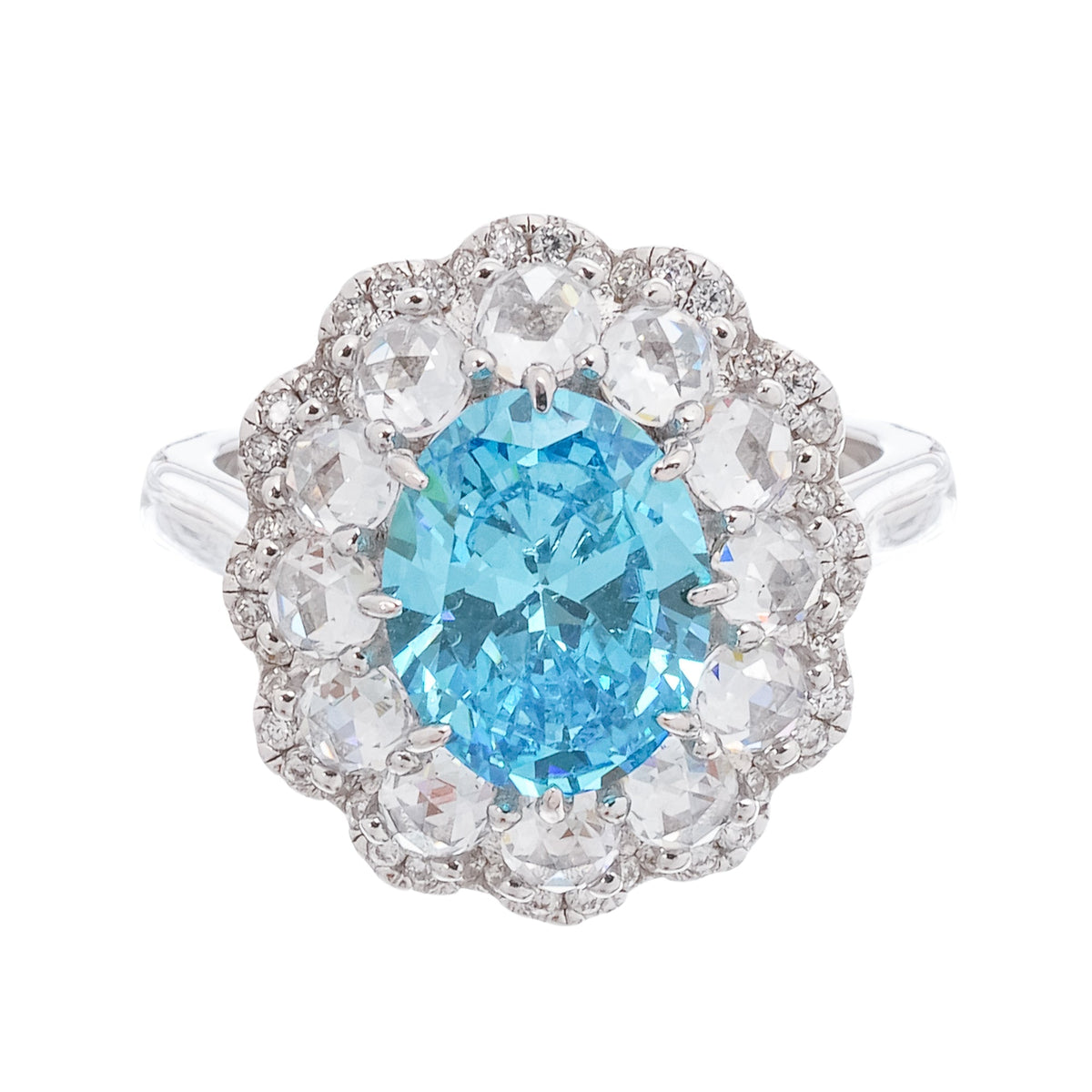 Coralie Blue Floral Gemstone Sterling Silver Ring