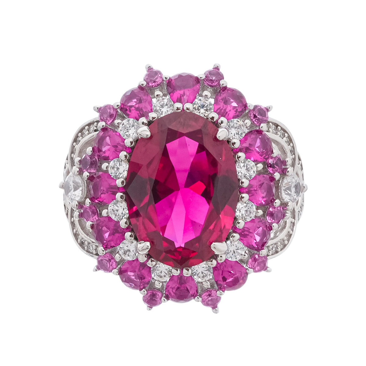 Amélie Red Oval Cut Gemstone Sterling Silver Ring