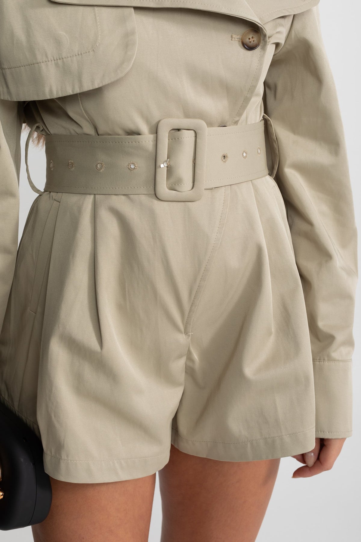 Belted Trench Jumpsuit - Beige
