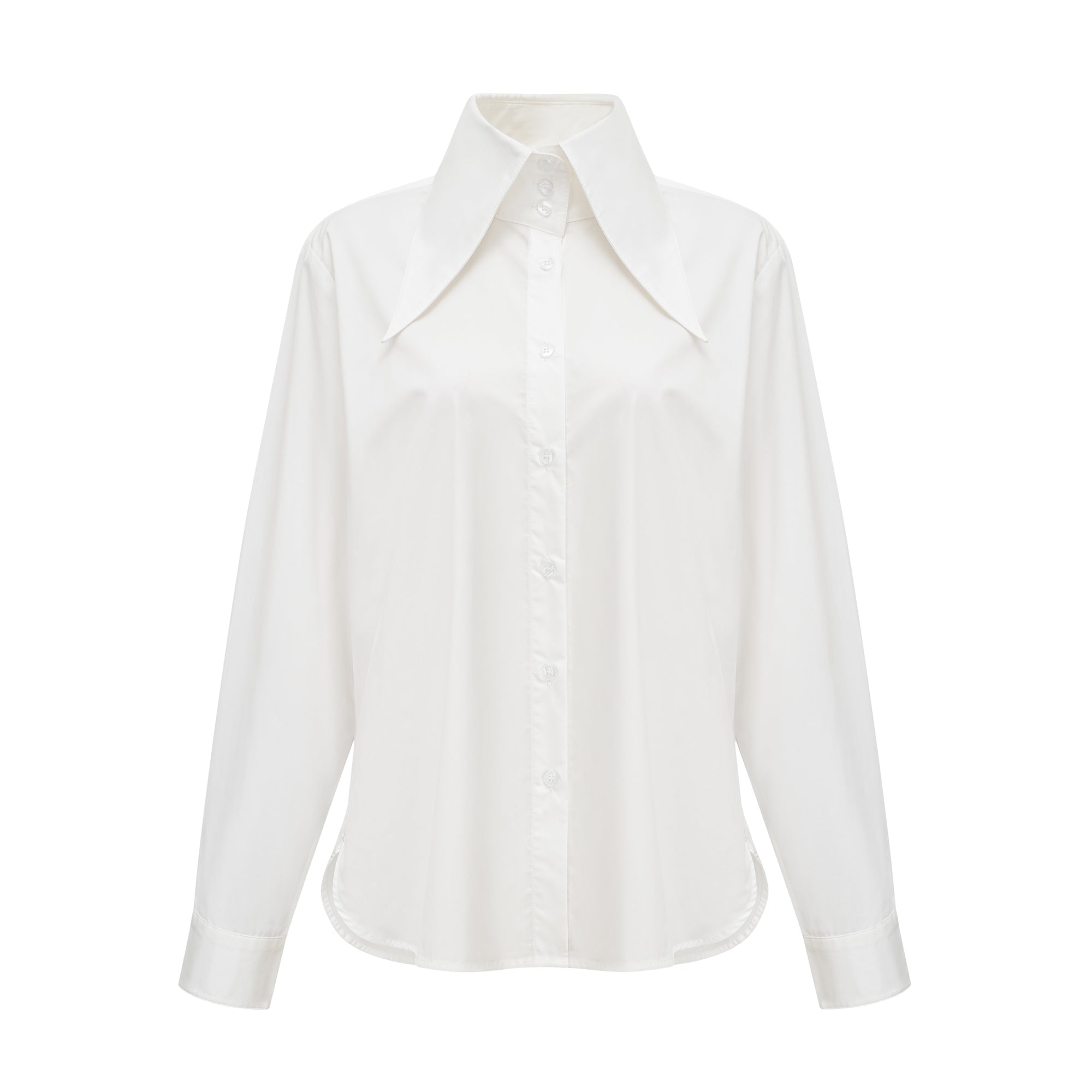 Solène white pointed-collar shirt