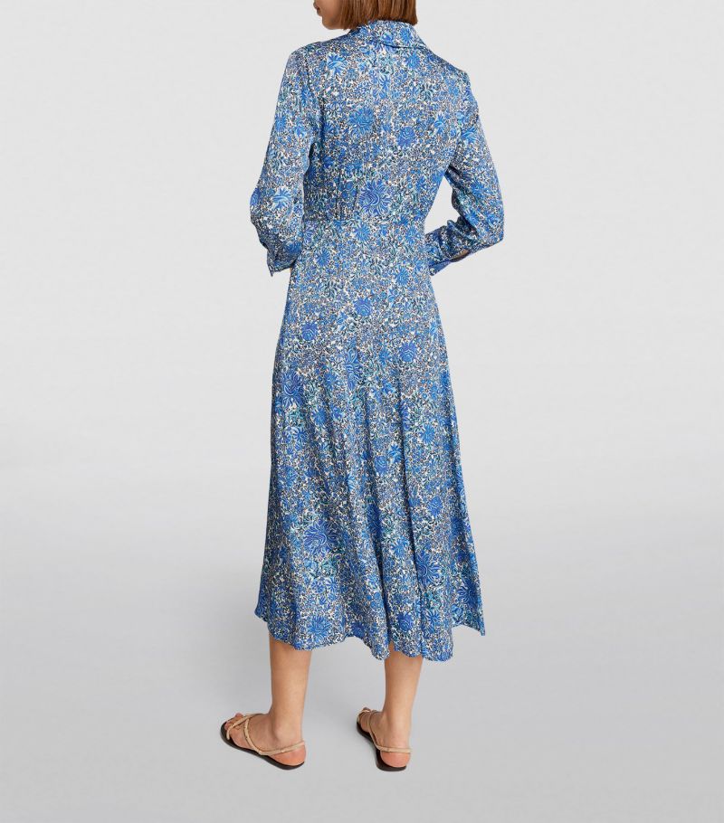 SANDRO Floral Print Midi Dress - Blue
