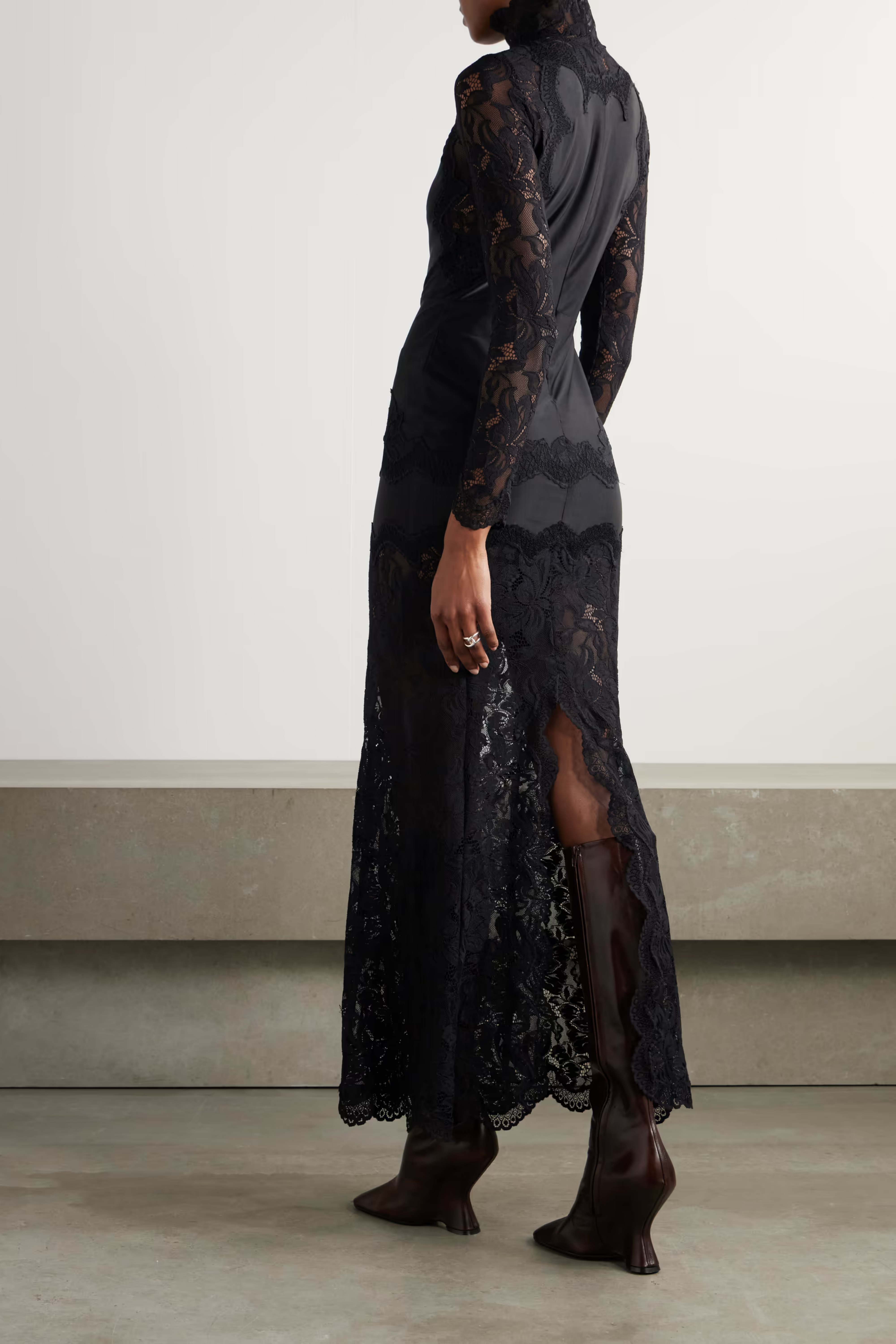 Airelle Black Satin Panel Lace Maxi Dress (Final Sale-US Only)