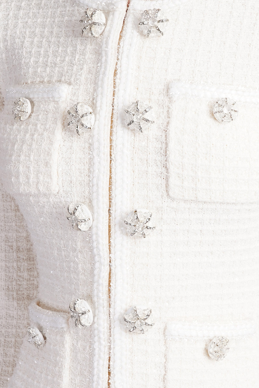 Florentine White Long Sleeve Knee-Length Knitted Dress