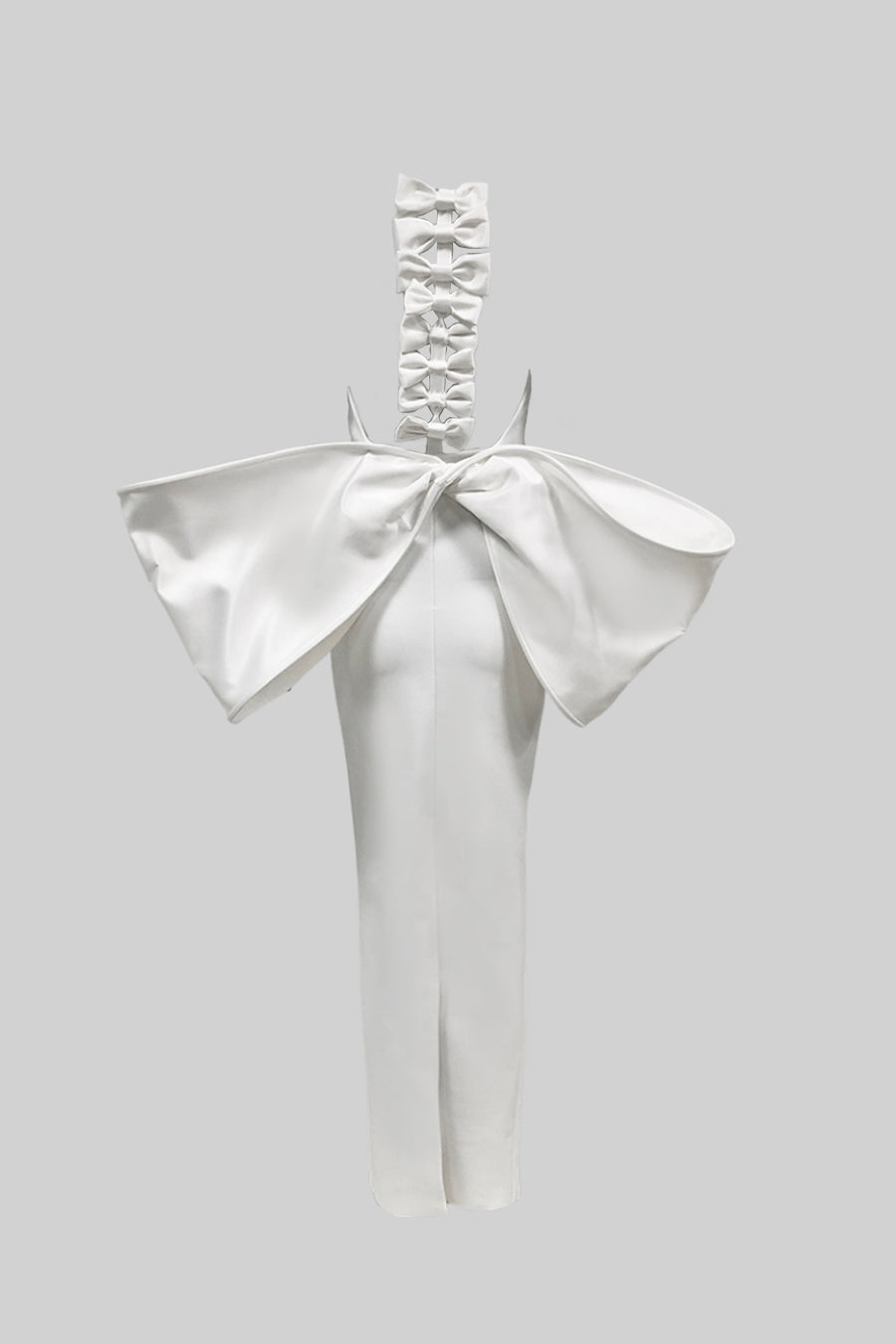 Elegant Dress With Back Bow Details - White