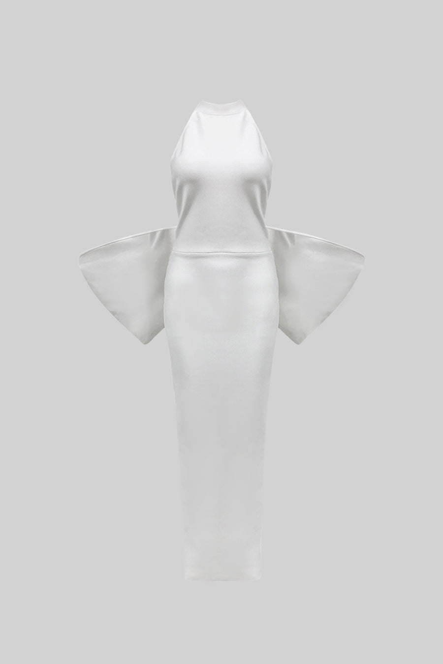 Elegant Dress With Back Bow Details - White