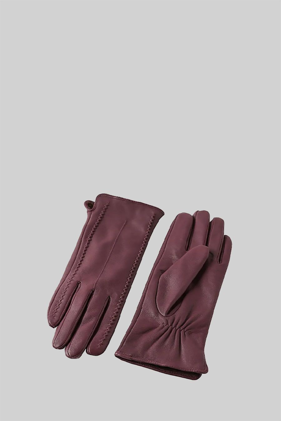 Sixtine Bespoke Stitching Leather Gloves - Burgundy