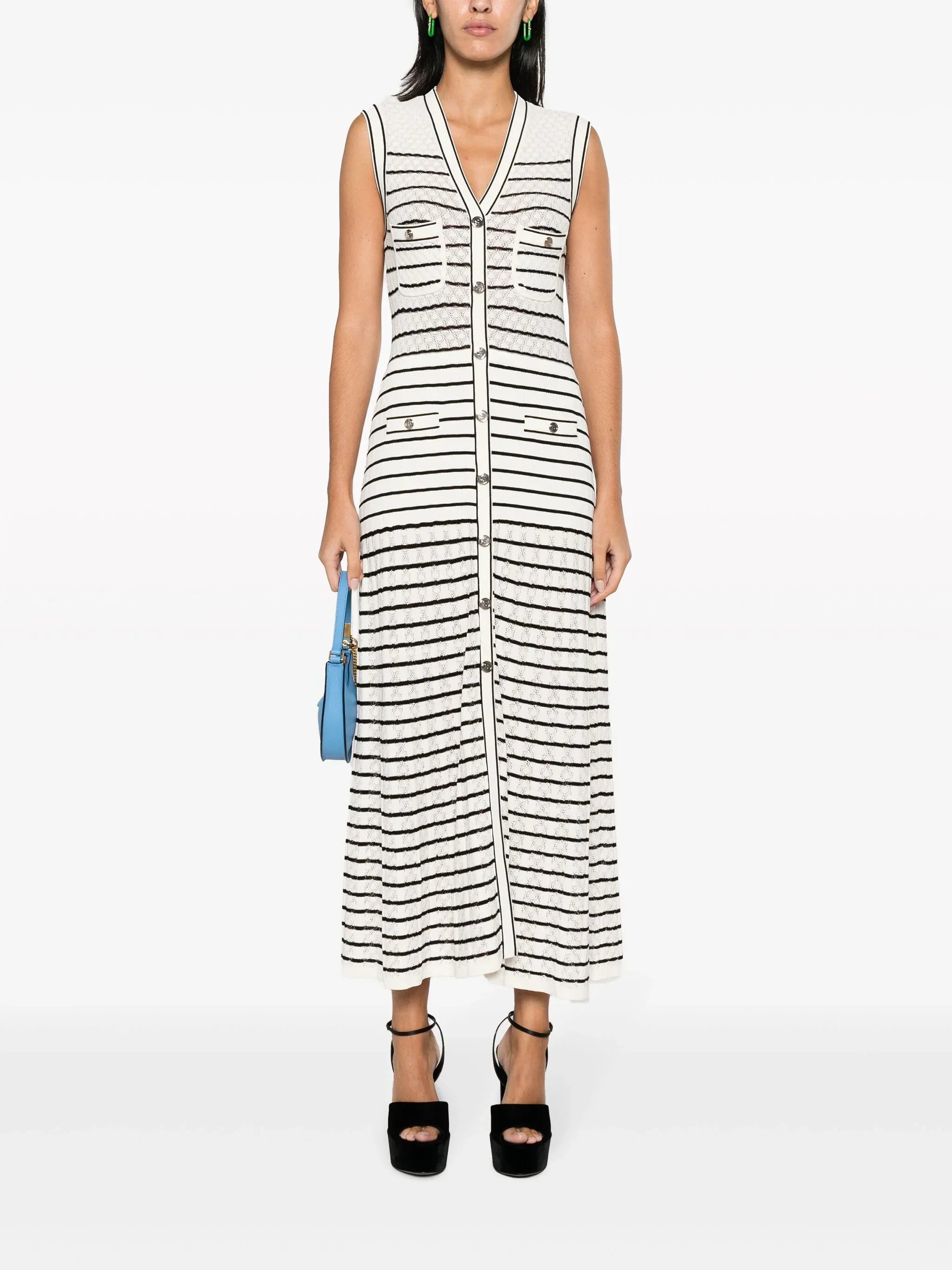 MADDY PARIS striped midi dress - White