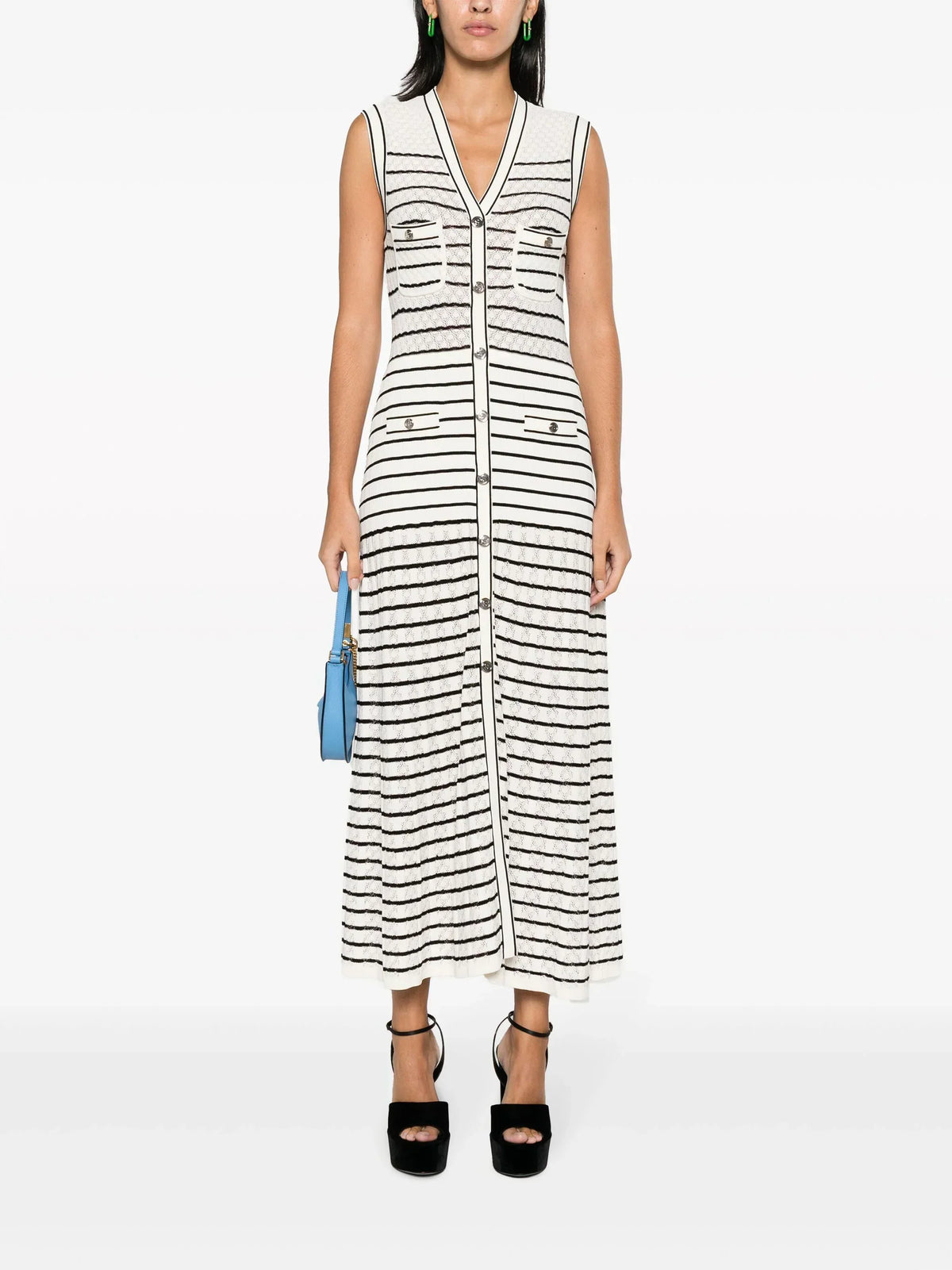 MADDY PARIS striped midi dress - White