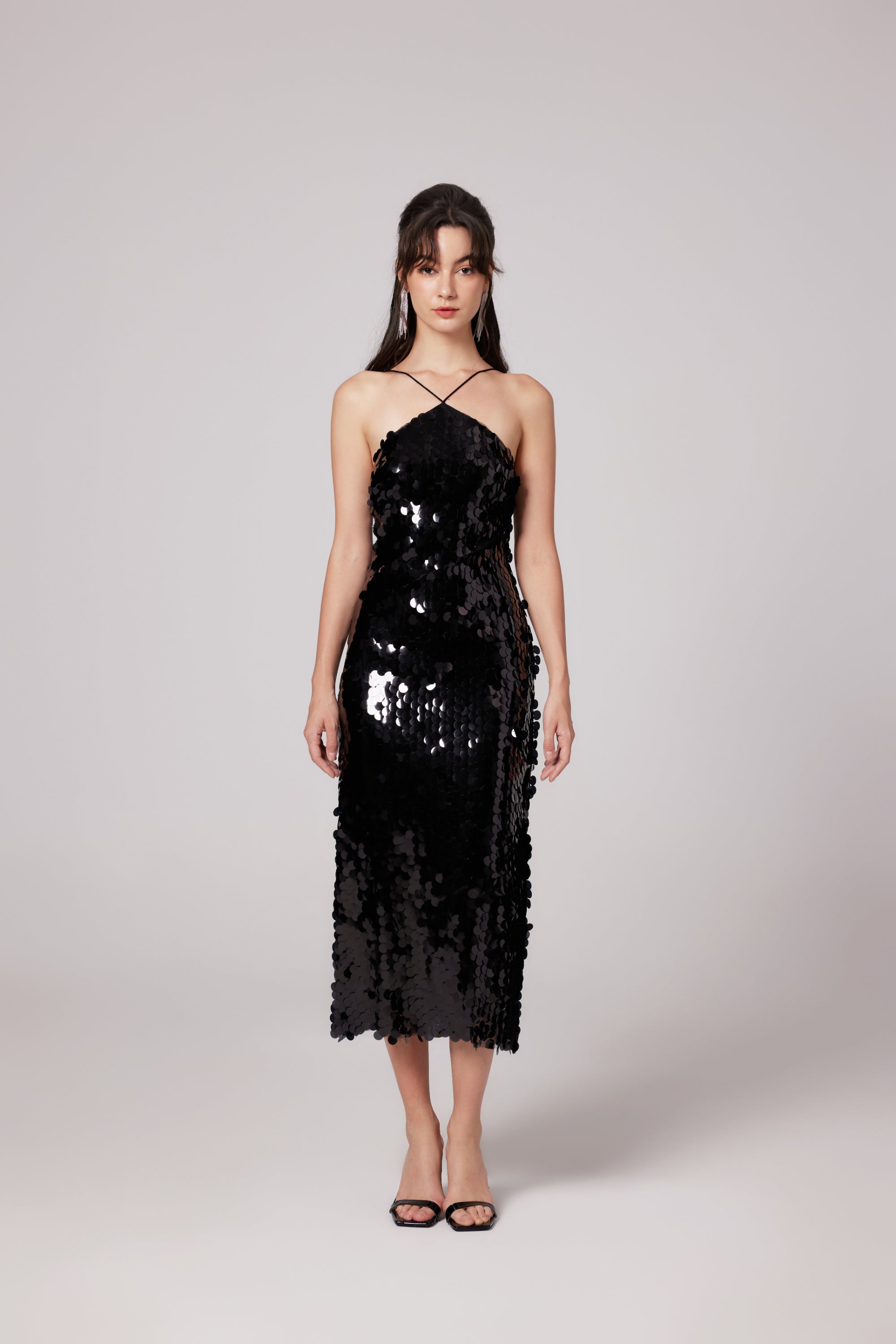 Lysandra black embellished midi dress (US Only)