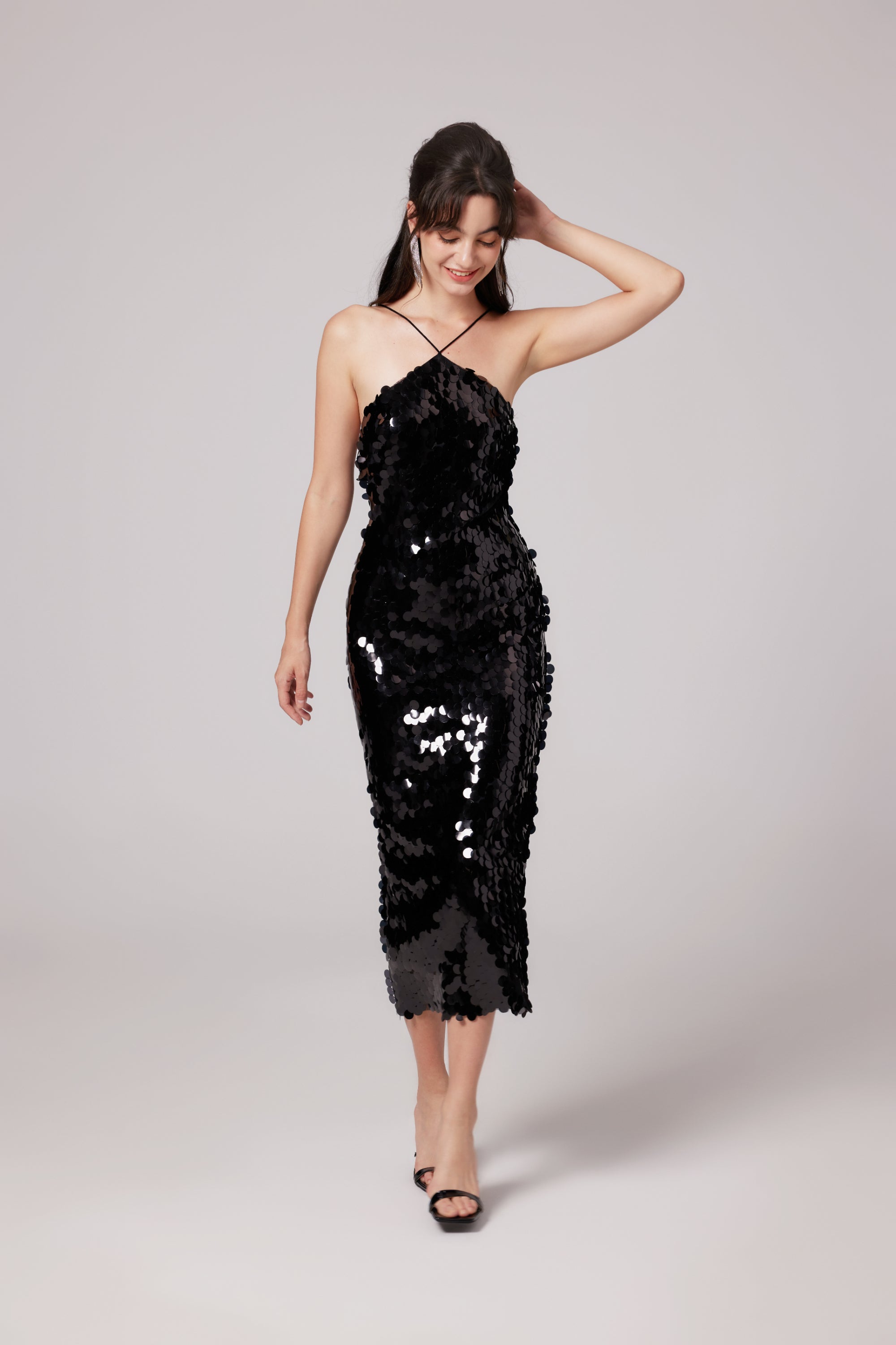 Lysandra black embellished midi dress (US Only)