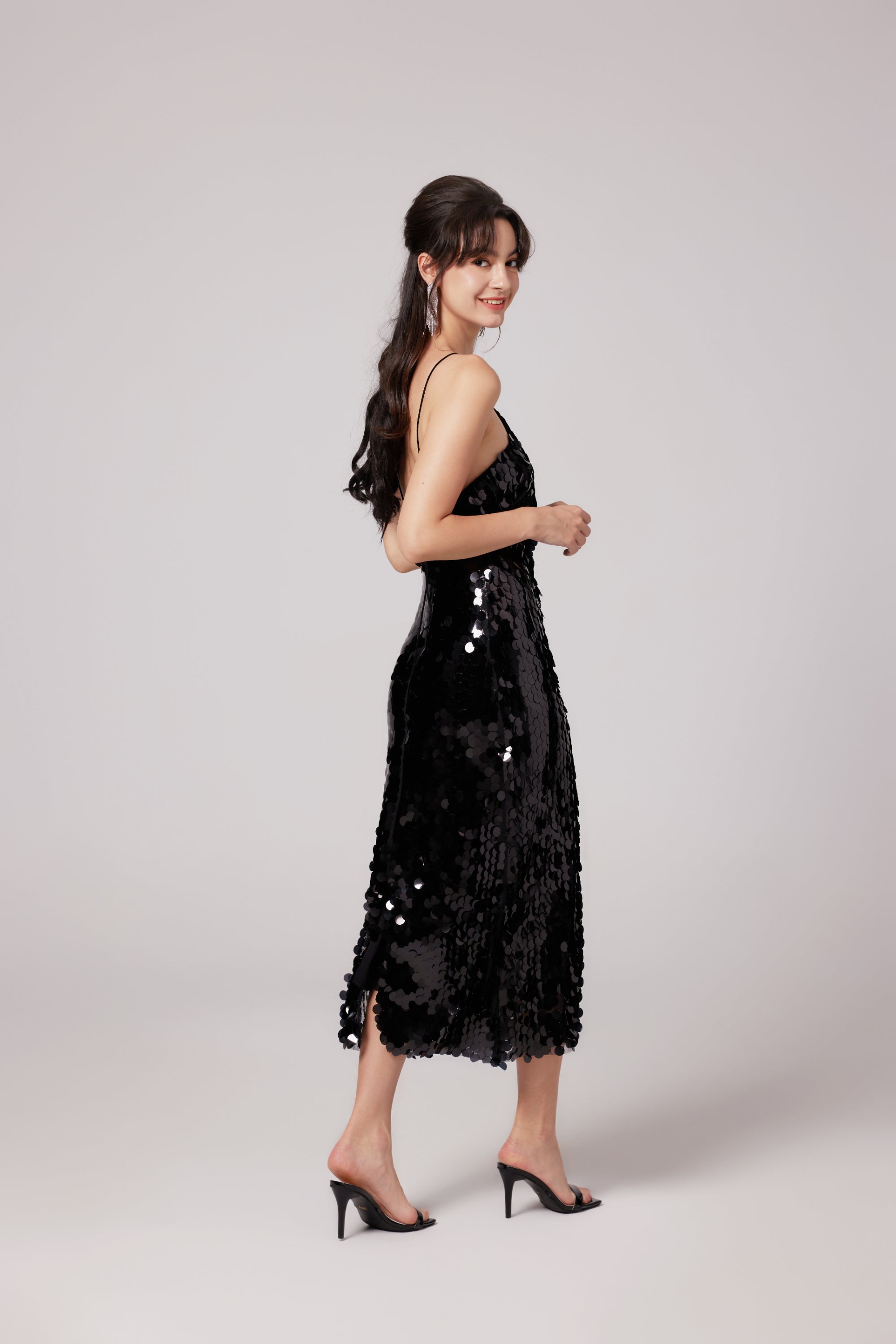 Lysandra black embellished midi dress (US Only)