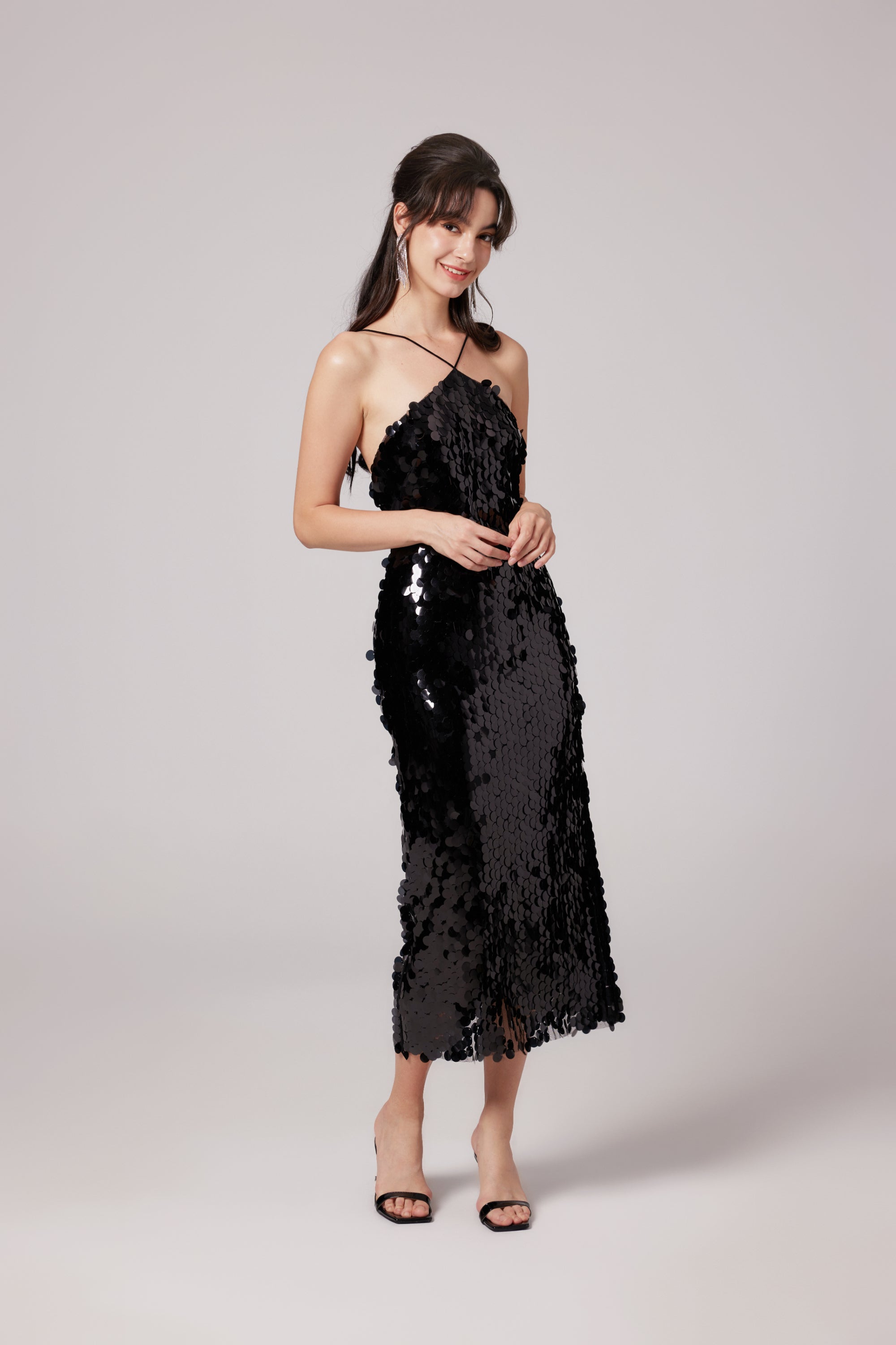 Lysandra black embellished midi dress (US Only)