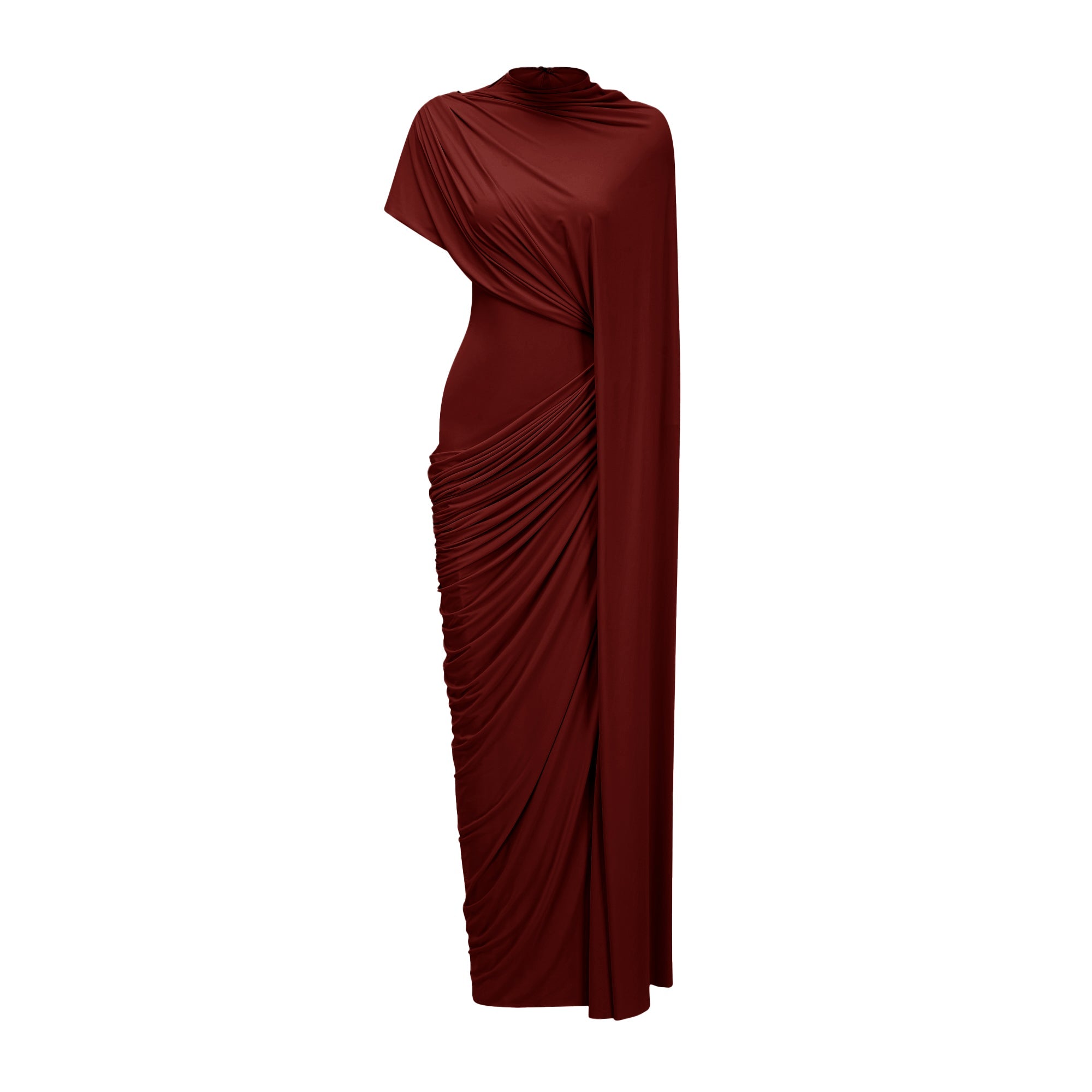 Fenella Red Asymmetrical Draped Cape & Dress Matching Set (Final Sale-US Only)