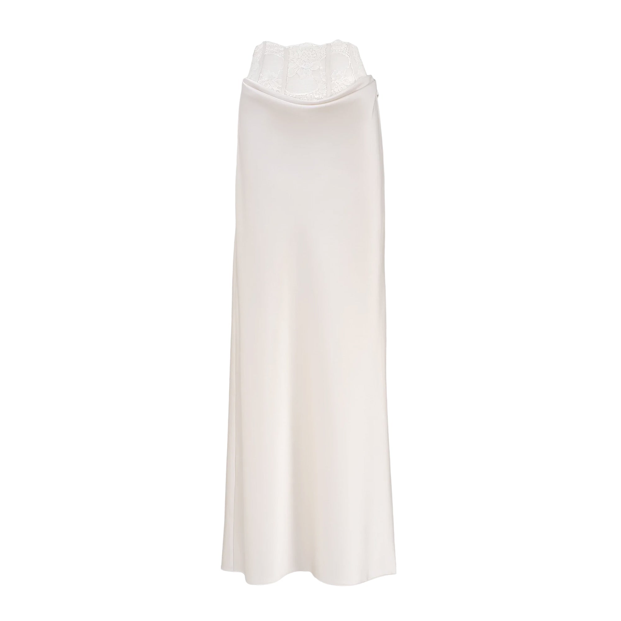 Eeva White Floral Lace Panel Maxi Skirt