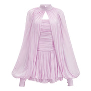 Bernice Lilac Glossy Cape & Dress Set