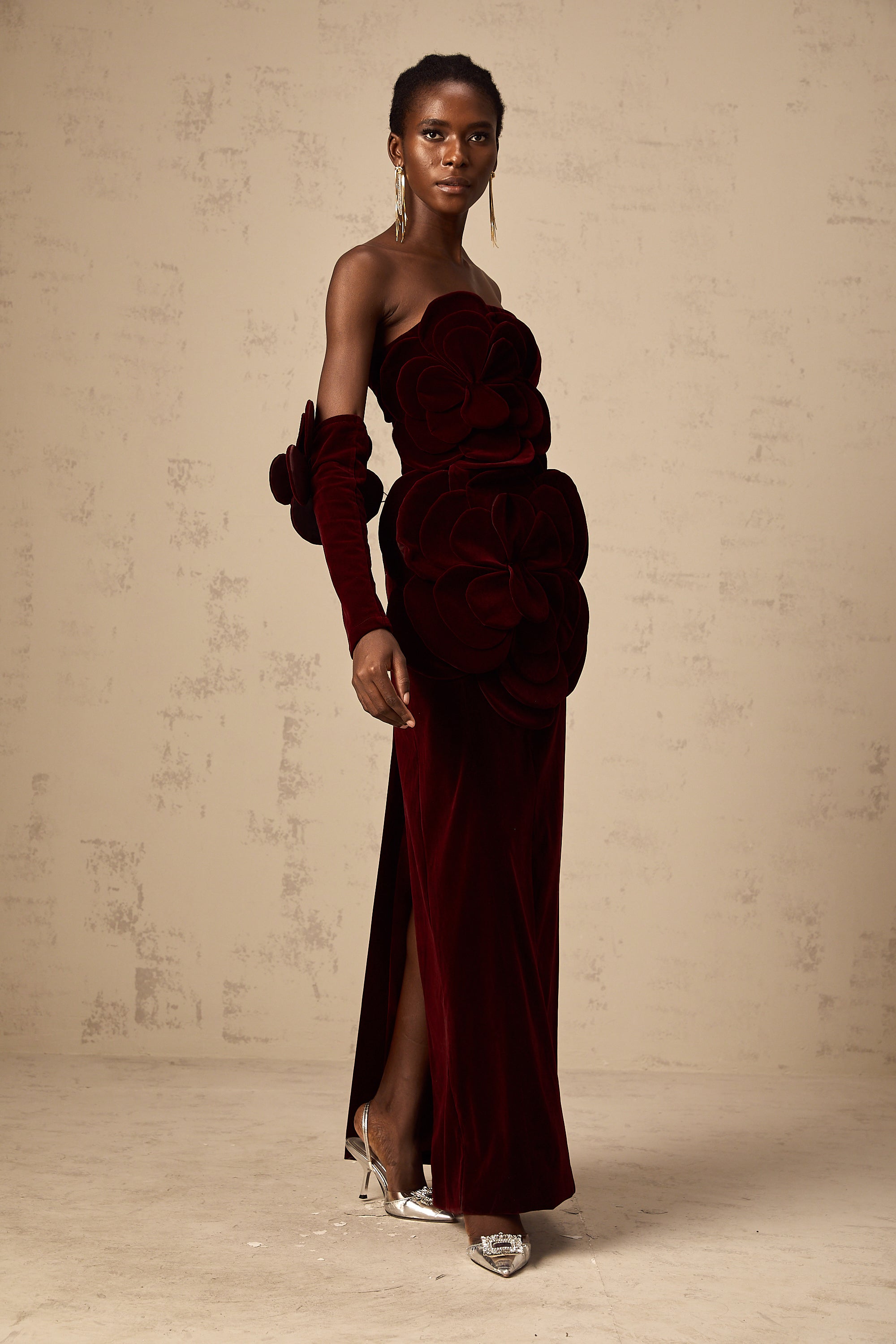 Azura Red Floral Appliqué Maxi Dress (Final Sale-US Only)