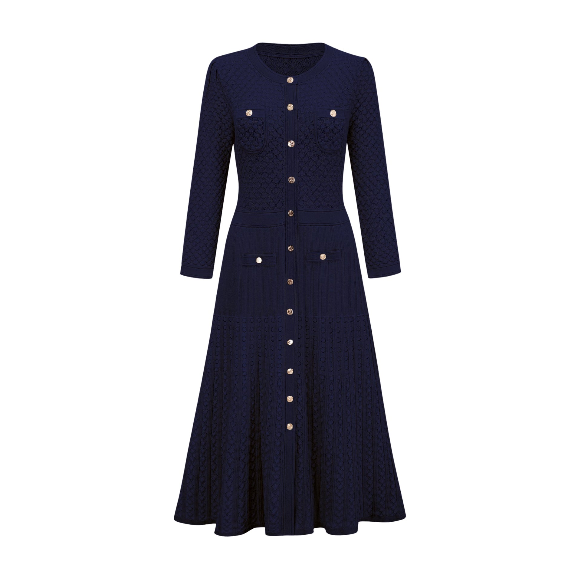 elodie long sleeve mesh mini dress blue Élodie knitted long-sleeve midi dress in Blue