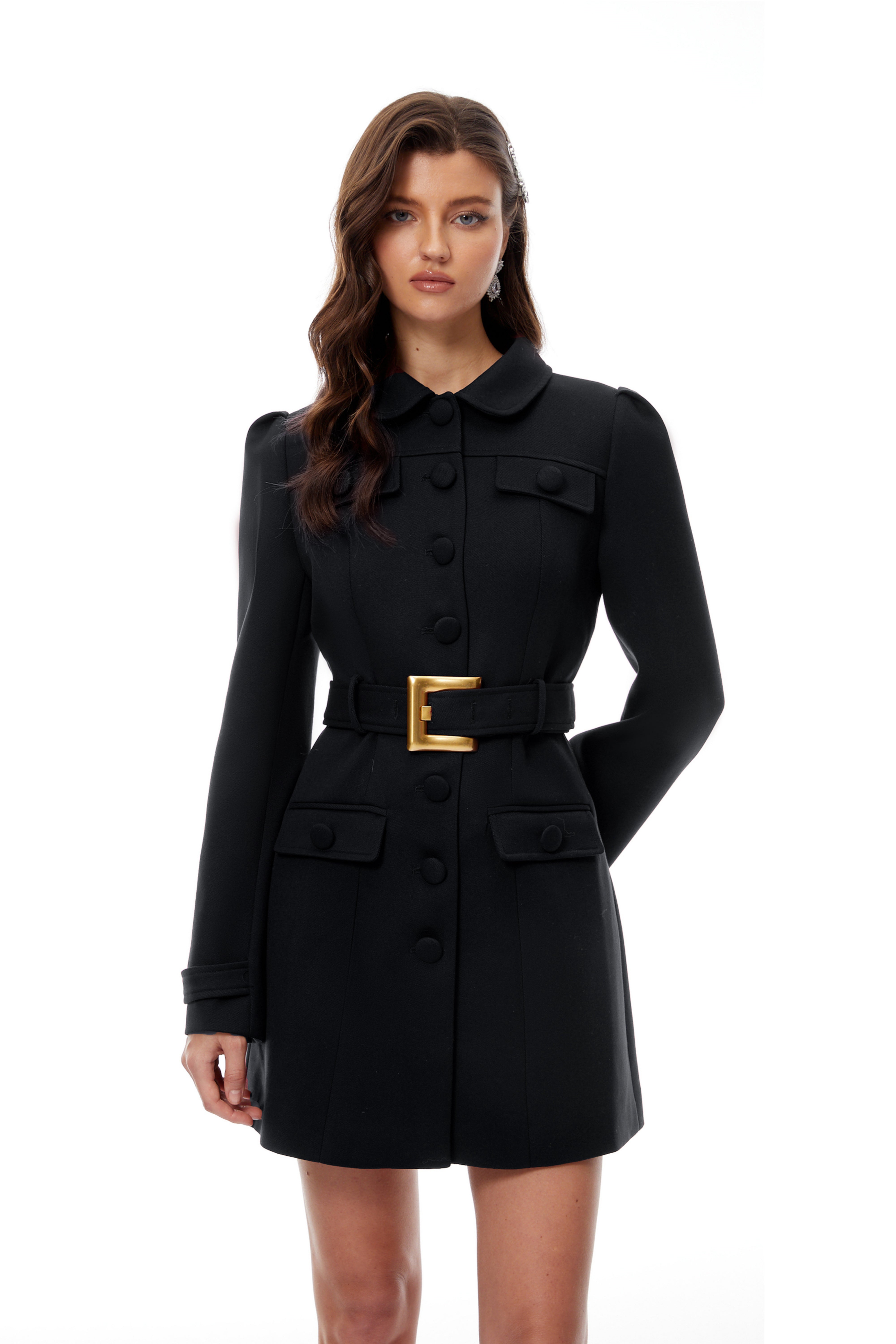 Sofía Black Belted Mini Blazer Dress (Final Sale-US Only)