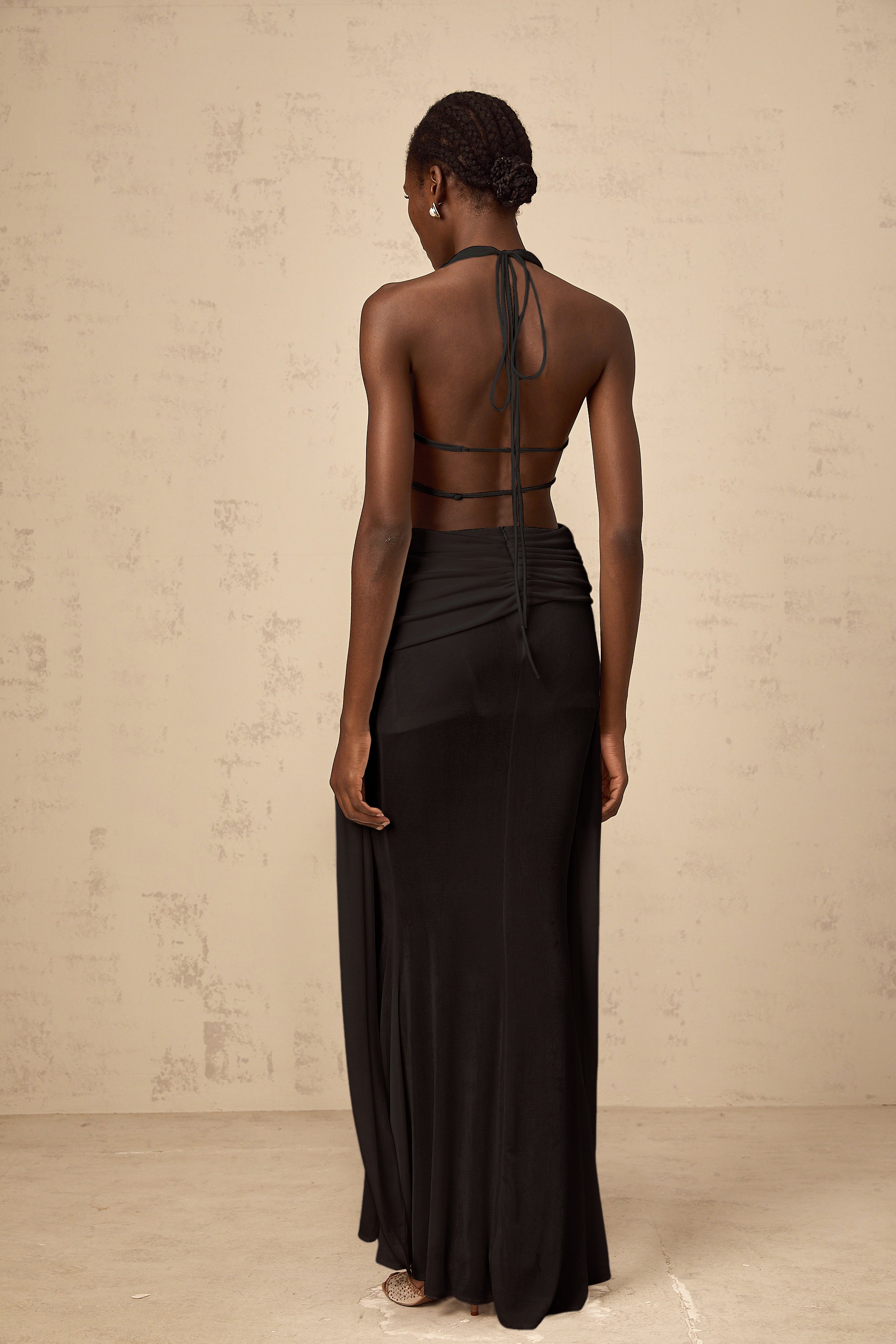 Déotille halterneck backless maxi dress in Black (Final Sale-US Only)