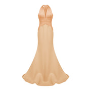 Emmeline Orange Train Design Gathered Maxi Dress