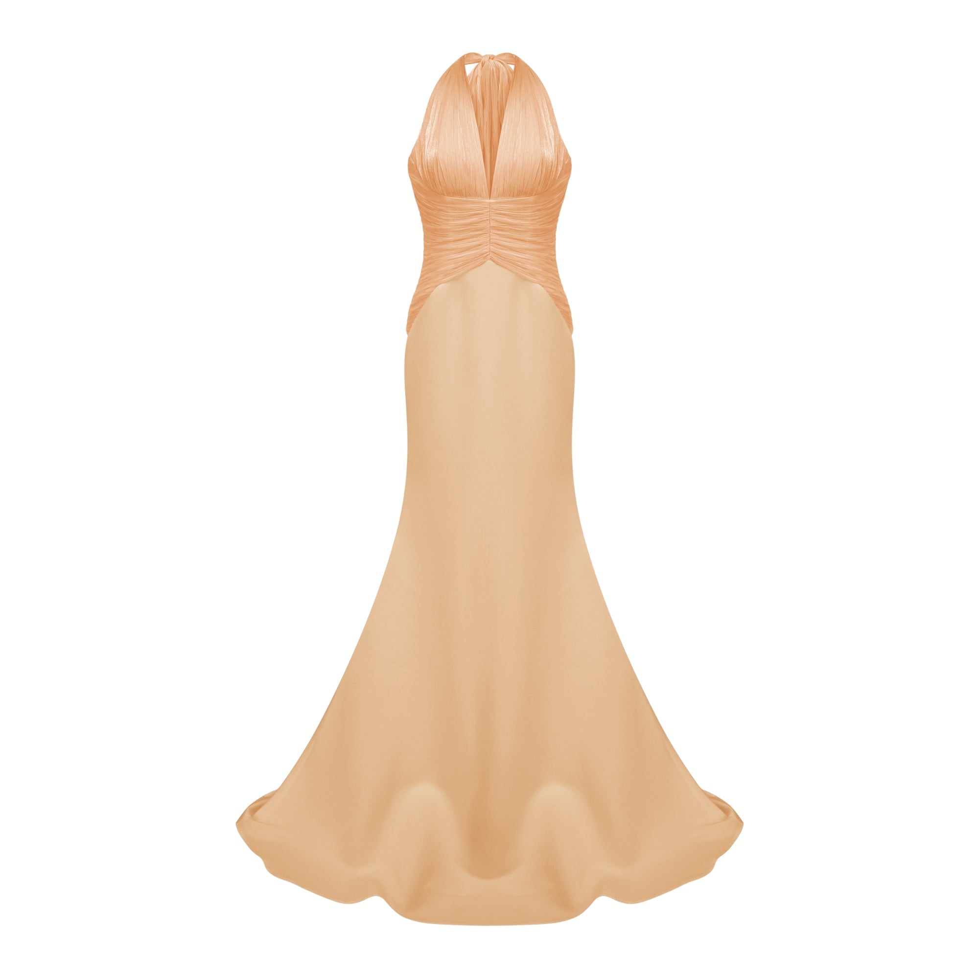 Emmeline Orange Train Design Gathered Maxi Dress