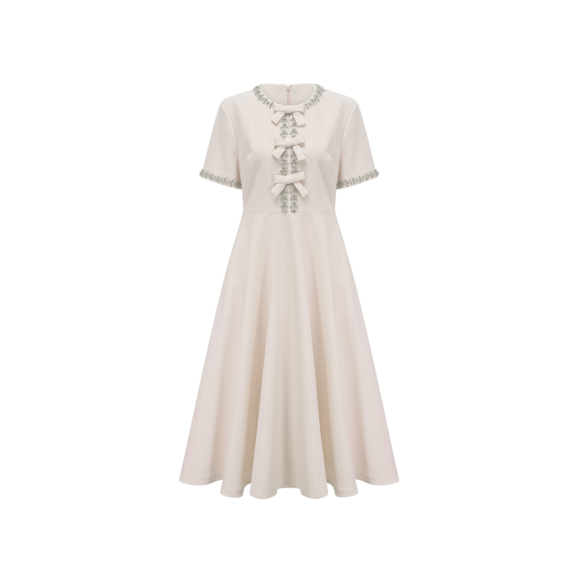 Cassiopeia crystal-accented bow midi dress in White (Final Sale-US Only)