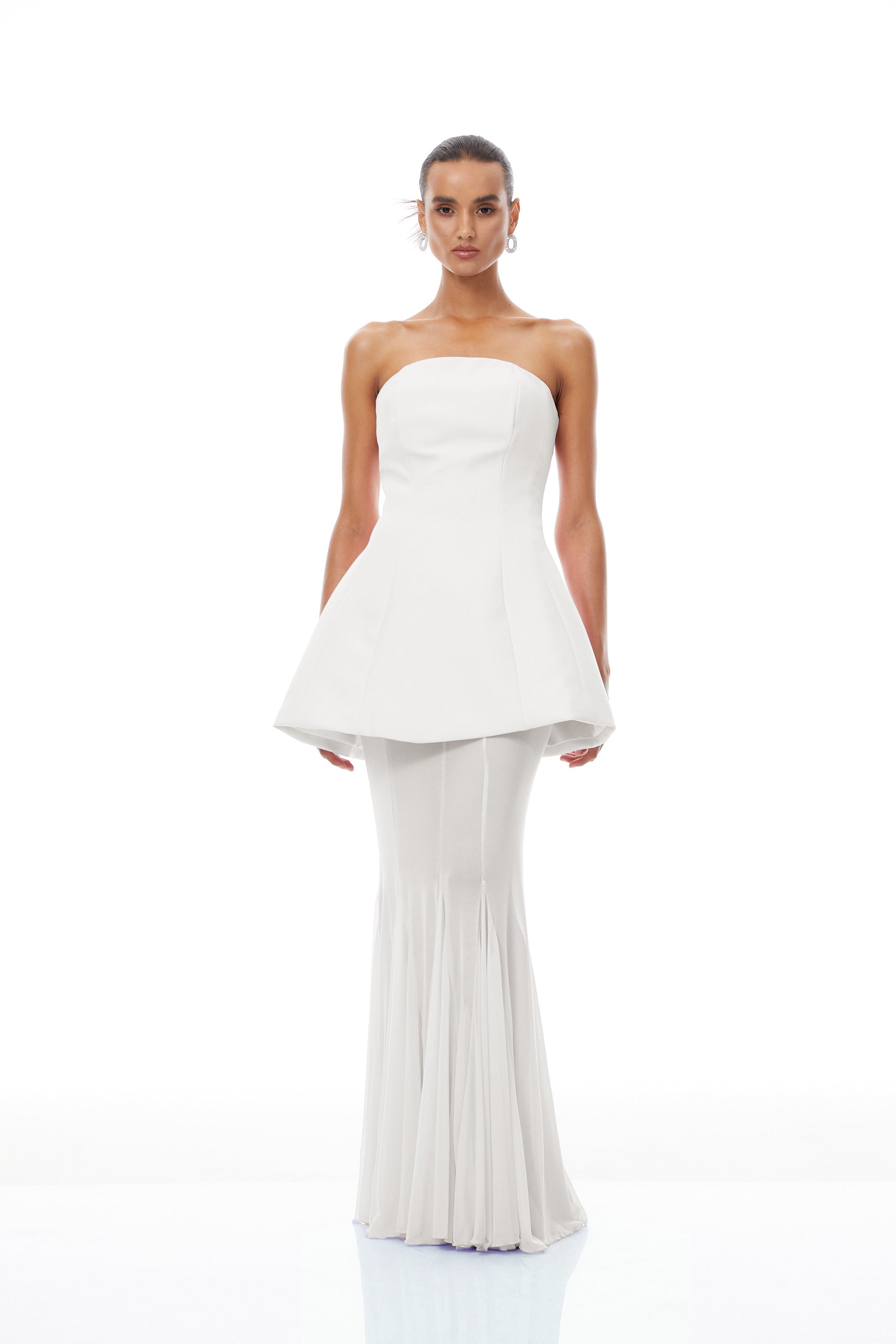 Mélanie White Corset Dress & Mesh Skirt Set