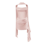 Zenina Pink Ruched Ribbon Detail Mini Dress