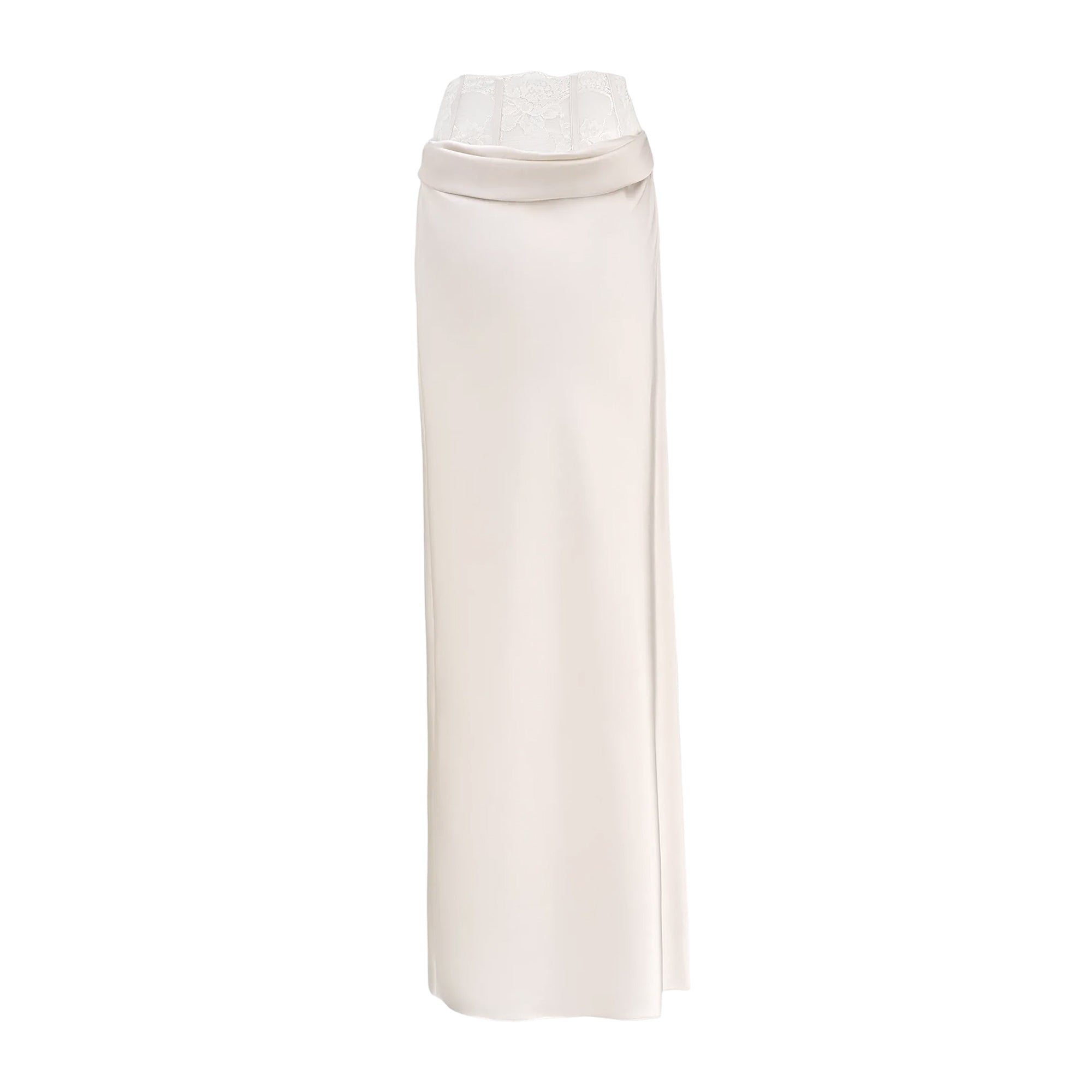 Eeva White Floral Lace Panel Maxi Skirt