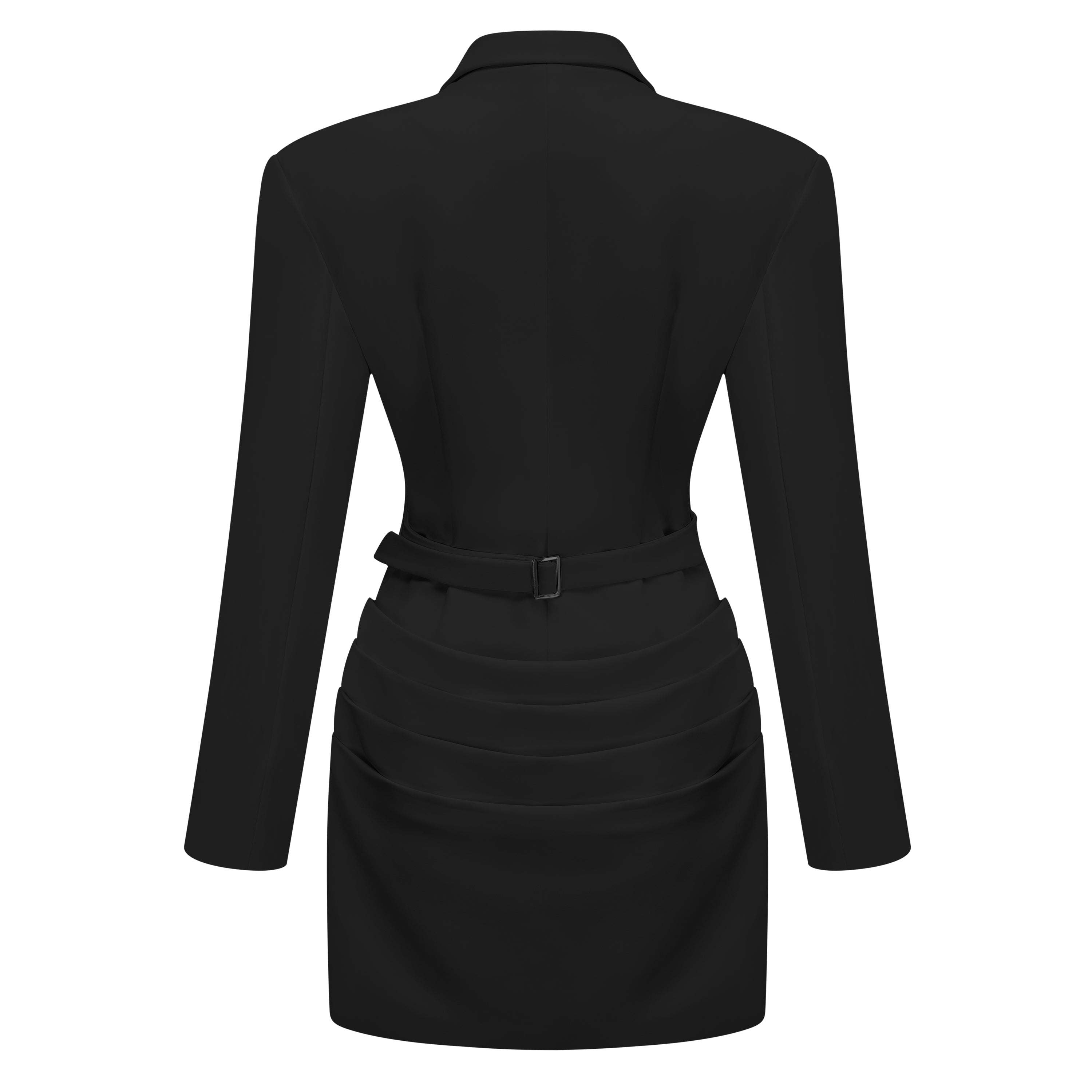 Rosette Black Ruched Blazer Mini Dress (Final Sale)