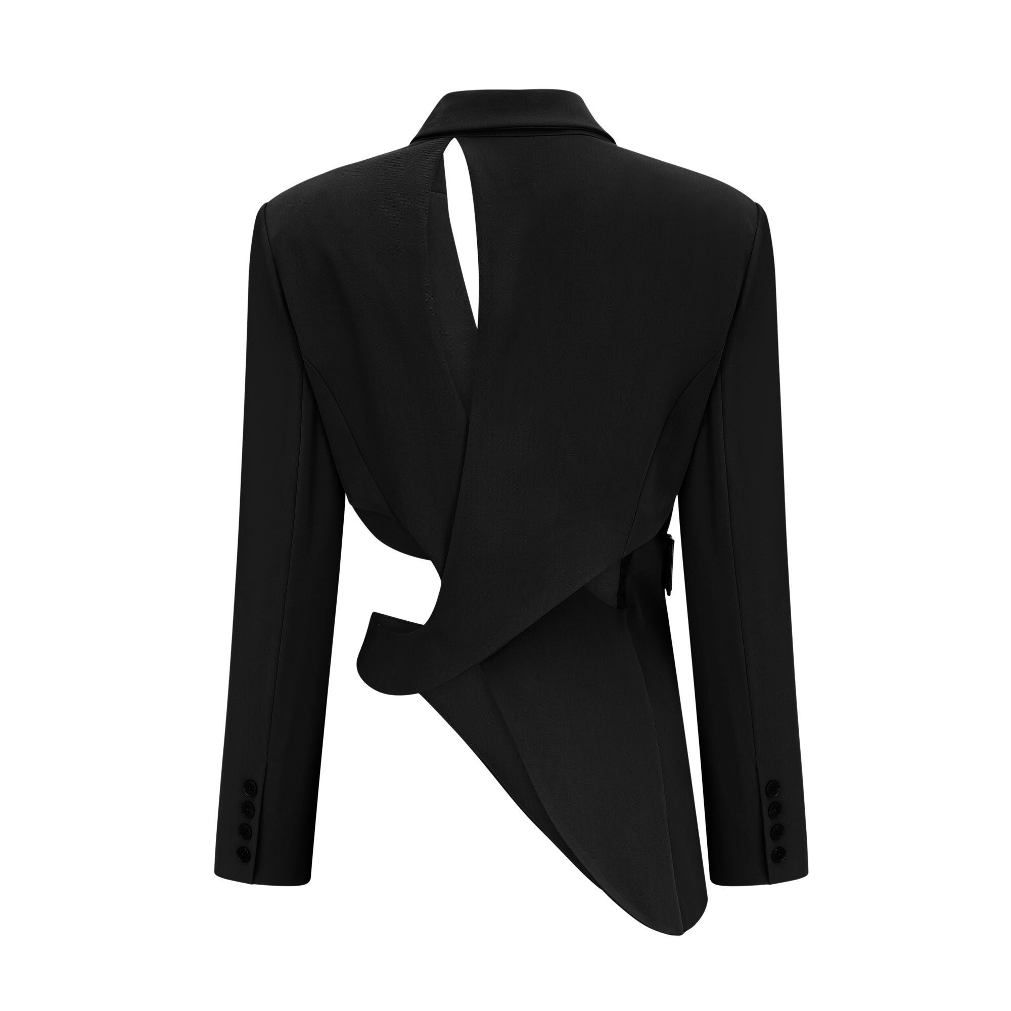Amelie Black Asymmetrical Cut-Out Jacket